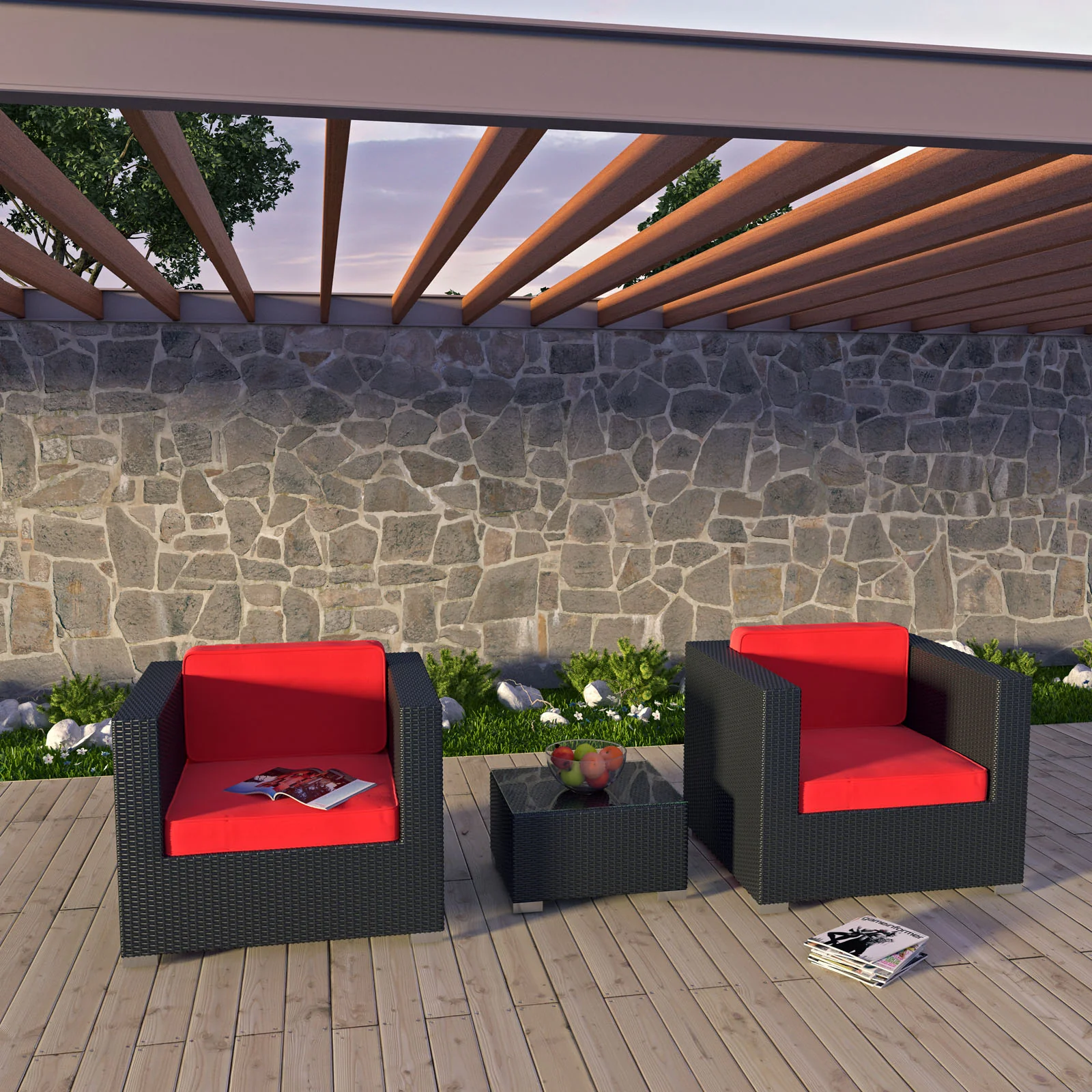 Modway Burrow 3 Piece Outdoor Patio Sofa Set - Image 13
