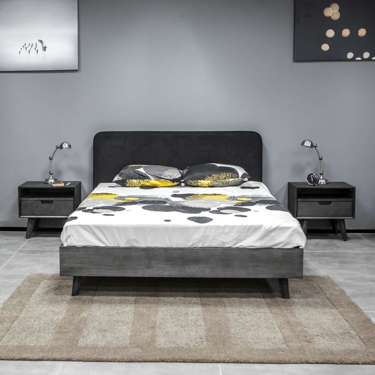 Mohave 3 Piece Acacia Queen Bed and Nightstands Bedroom Set By Armen Living