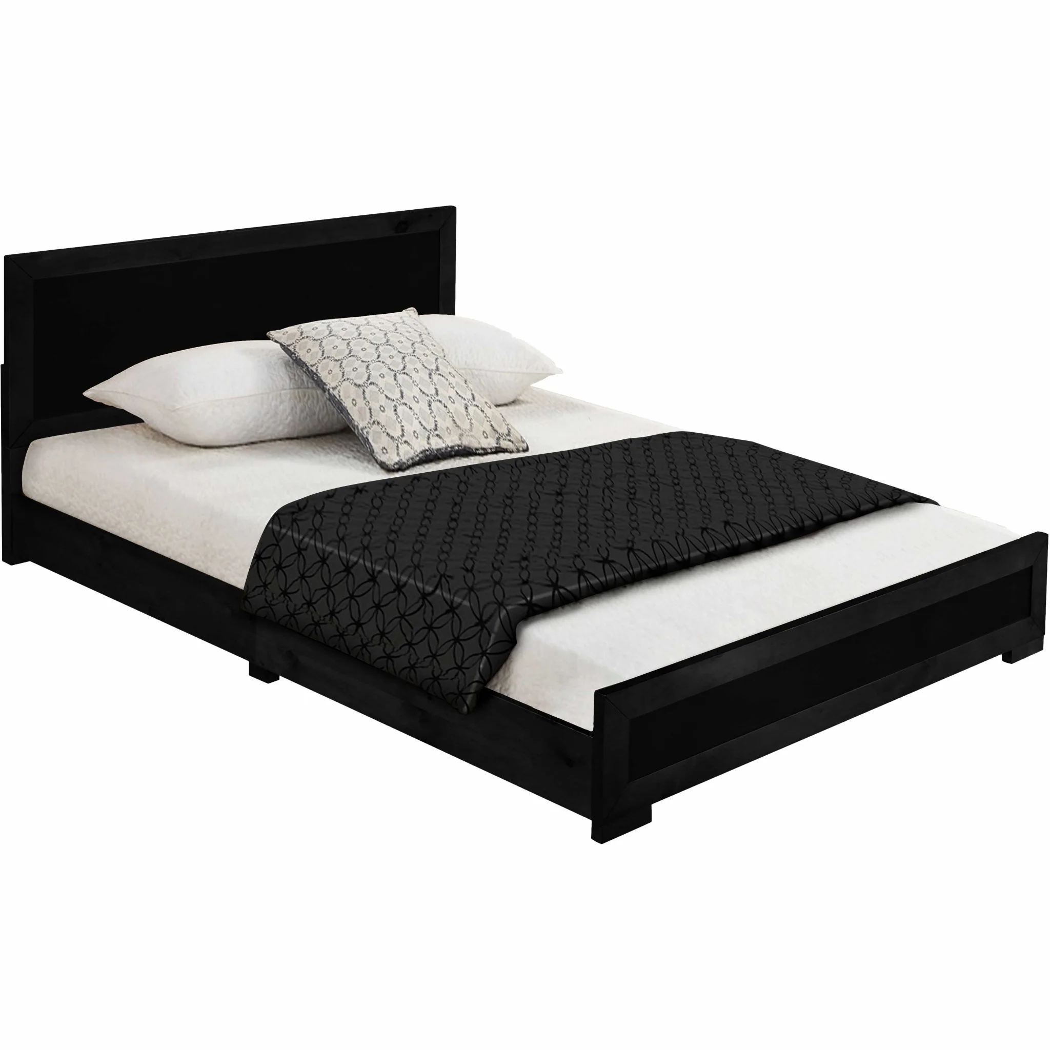 Moma Black Wood Platform Twin Bed With Nightstand By Homeroots - Image 5