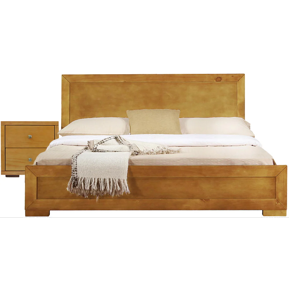 Moma Oak Wood Platform Full Bed With Nightstand By Homeroots - Image 2