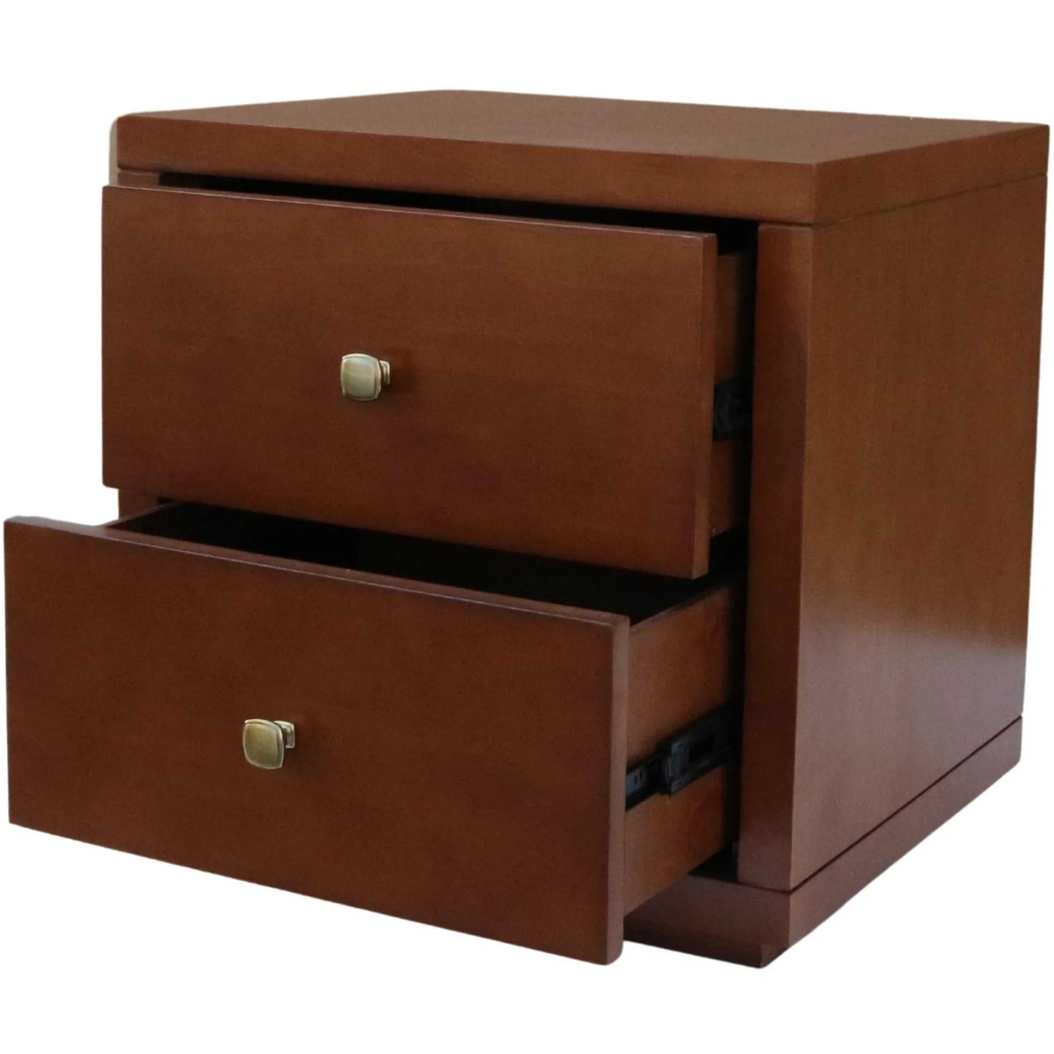 Moma Walnut Wood Platform Full Bed With Nightstand By Homeroots - Image 8