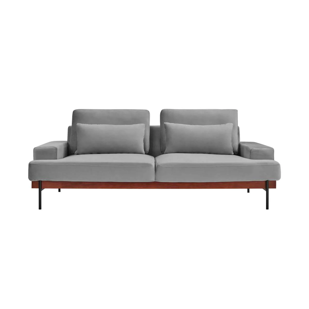 Monet 86" Mid-Century Modern Beige Velvet Sofa By Armen Living - Image 15