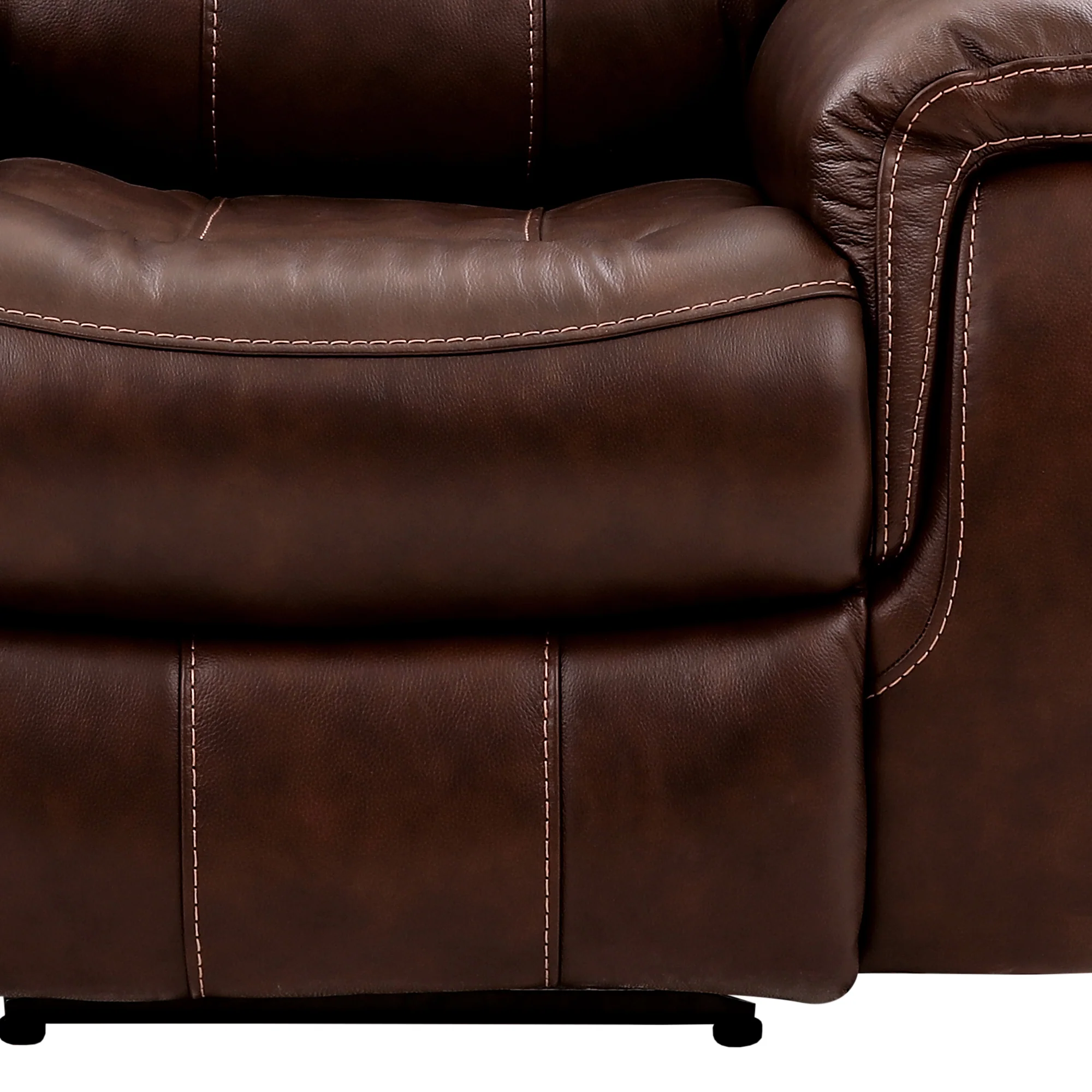 Montague Dual Power Headrest and Lumbar Support Reclining Sofa in Genuine Brown Leather By Armen Living - Image 7