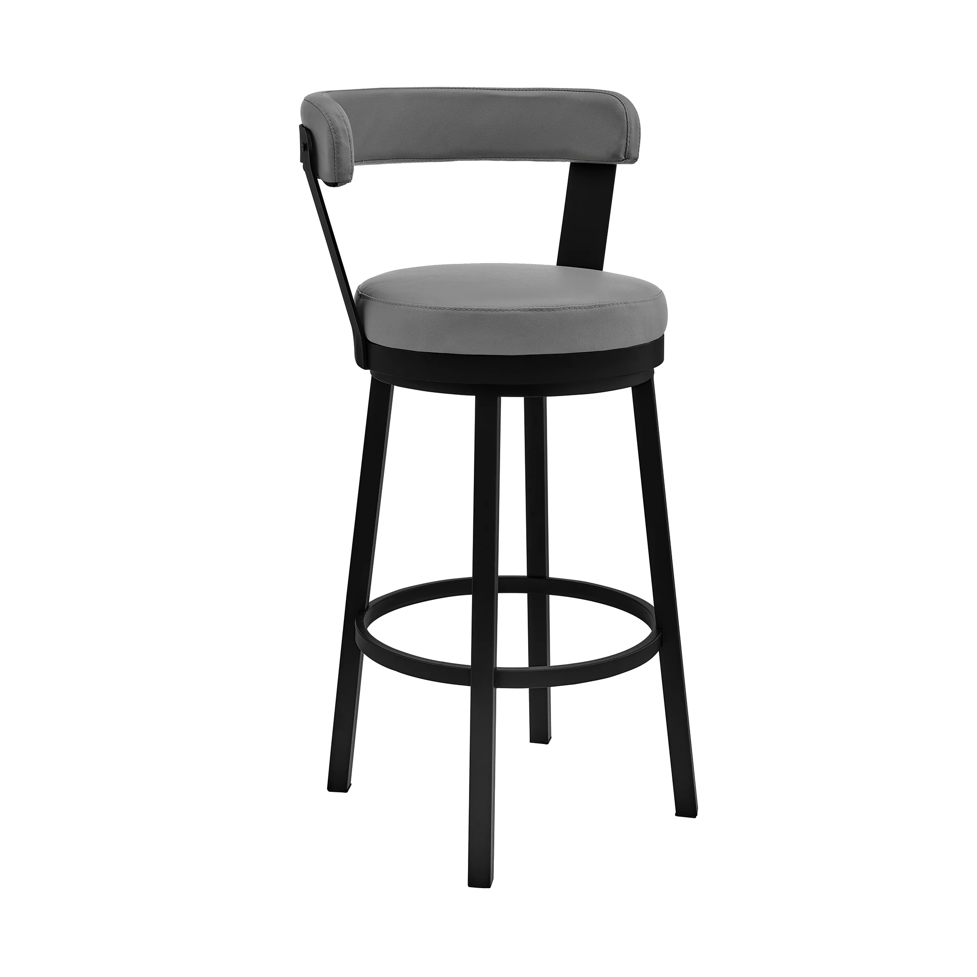 Naomi and Bryant 3-Piece Counter Height Dining Set in Black Metal and Grey Faux Leather By Armen Living - Image 3