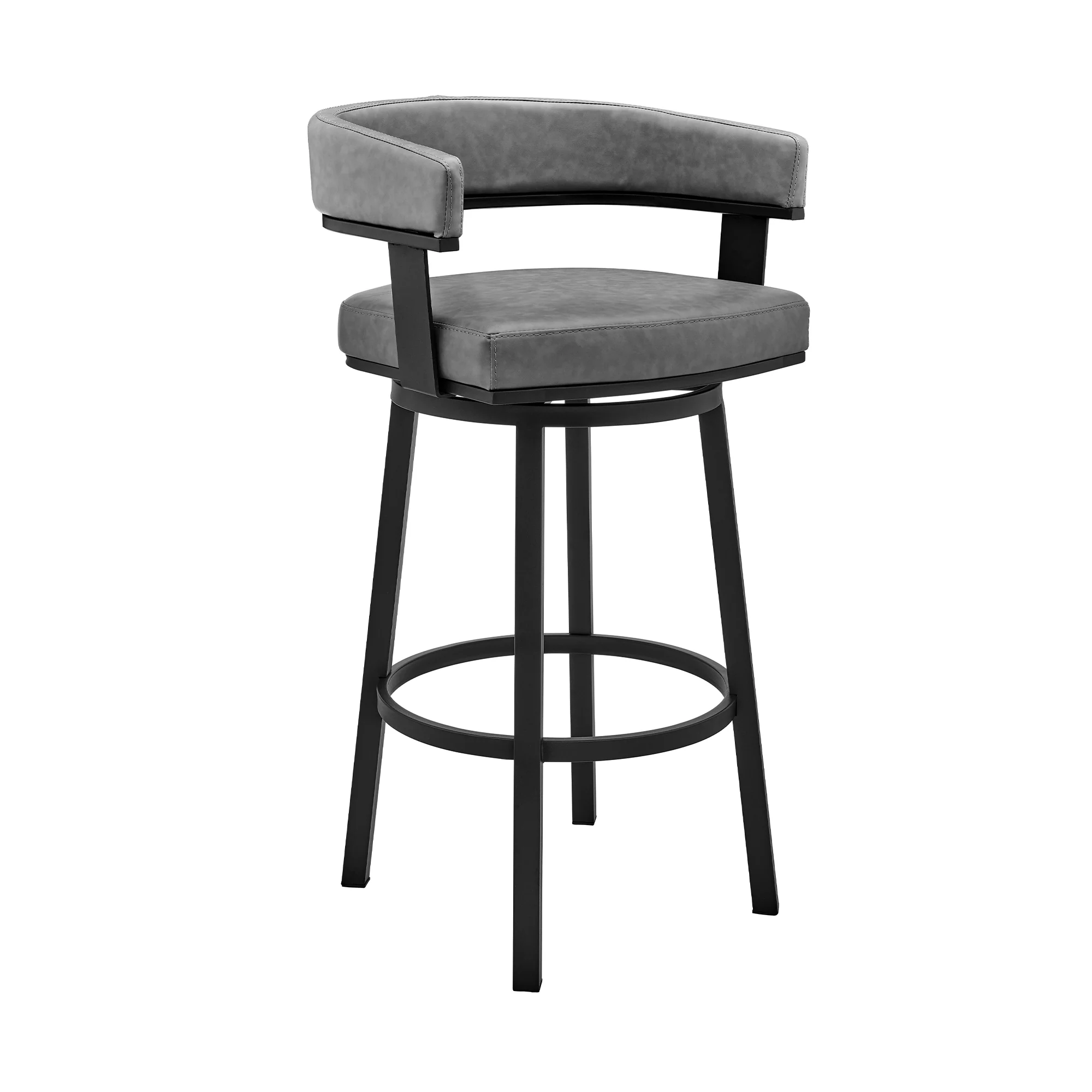 Naomi and Lorin 4-Piece Counter Height Dining Set in Black Metal and Grey Faux Leather By Armen Living - Image 3