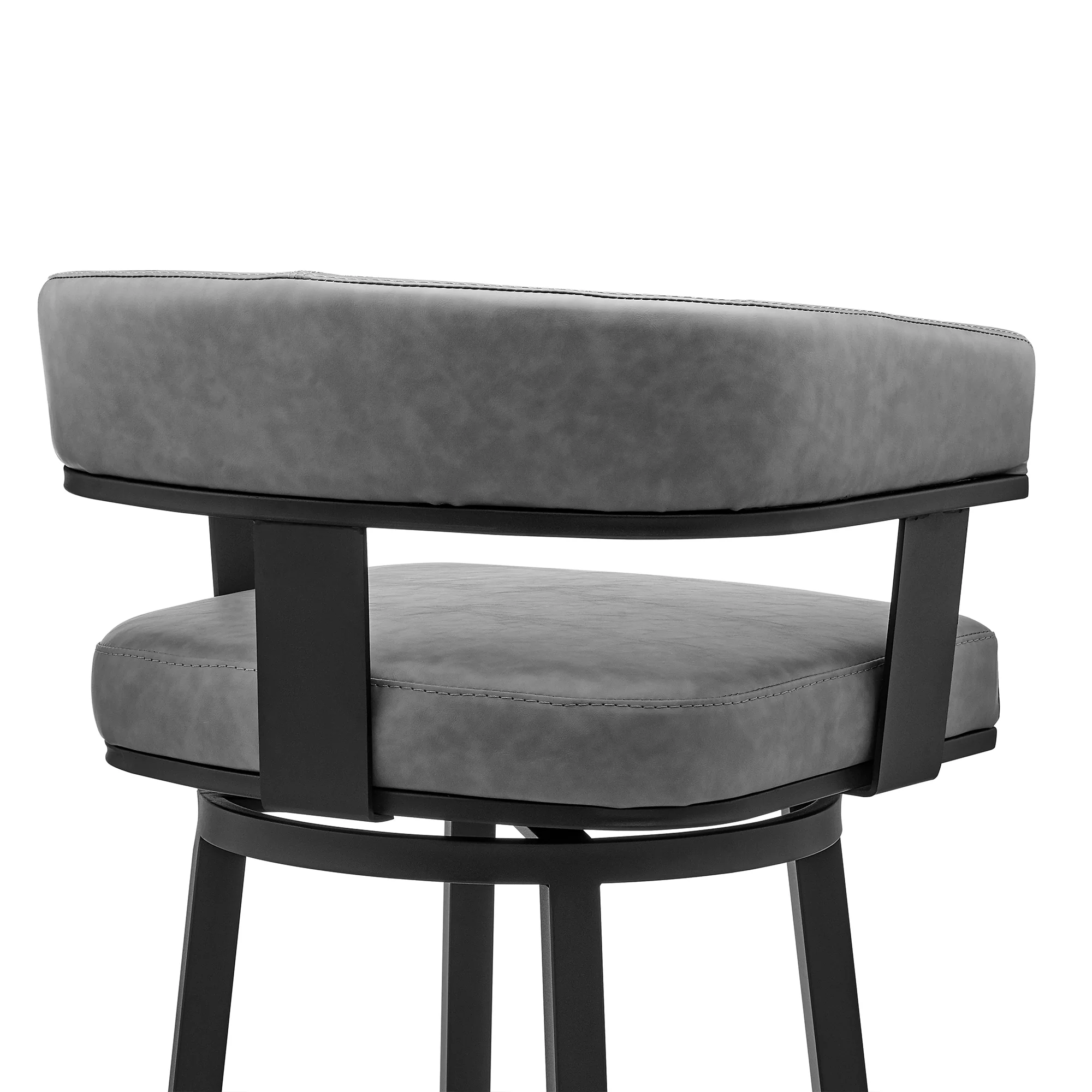 Naomi and Lorin 4-Piece Counter Height Dining Set in Black Metal and Grey Faux Leather By Armen Living - Image 7