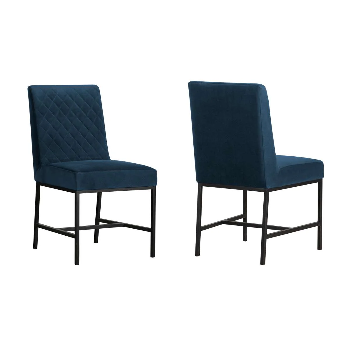 Napoli Blue Velvet and Black Leg Modern Accent Dining Chair- Set of 2 By Armen Living