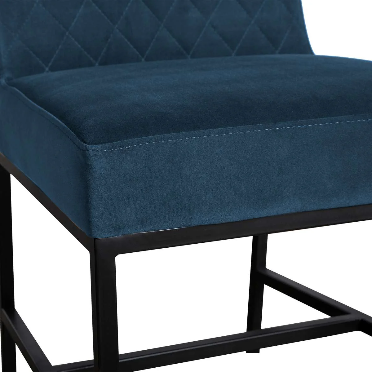 Napoli Blue Velvet and Black Leg Modern Accent Dining Chair- Set of 2 By Armen Living - Image 4