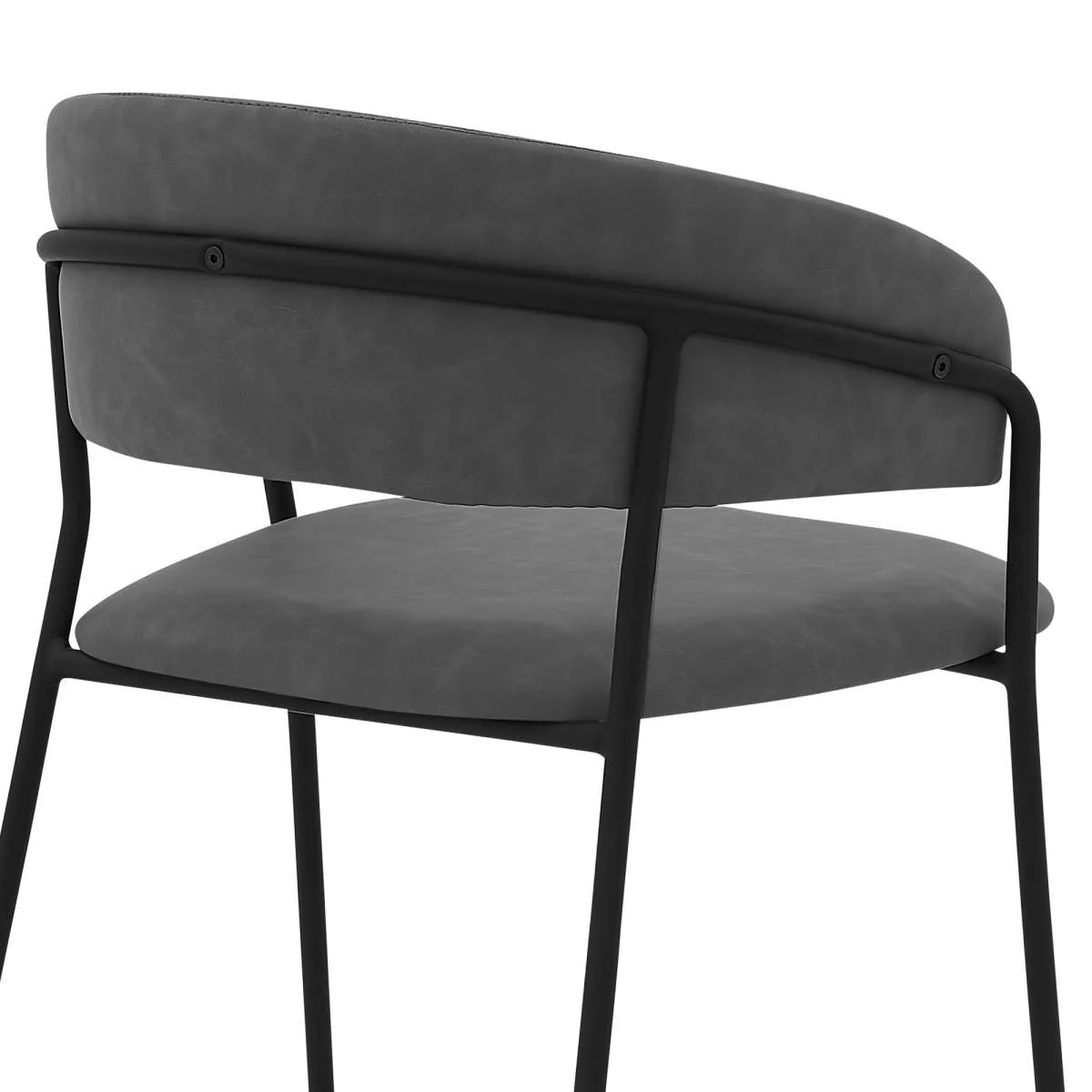 Nara 26" Gray Faux Leather and Metal Counter Height Bar Stool By Armen Living - Image 2