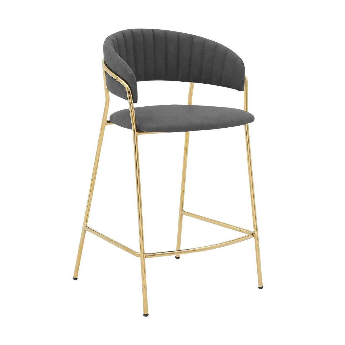 Nara 26" Gray Faux Leather and Metal Counter Height Bar Stool By Armen Living - Image 20