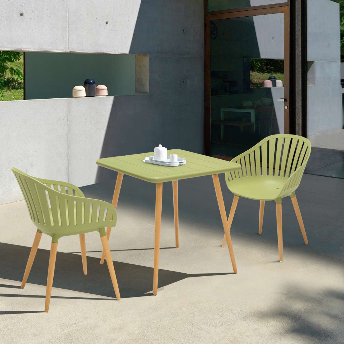 Nassau 5 piece Outdoor Dining Set in Natural Wood Finish Table By Armen Living - Image 25
