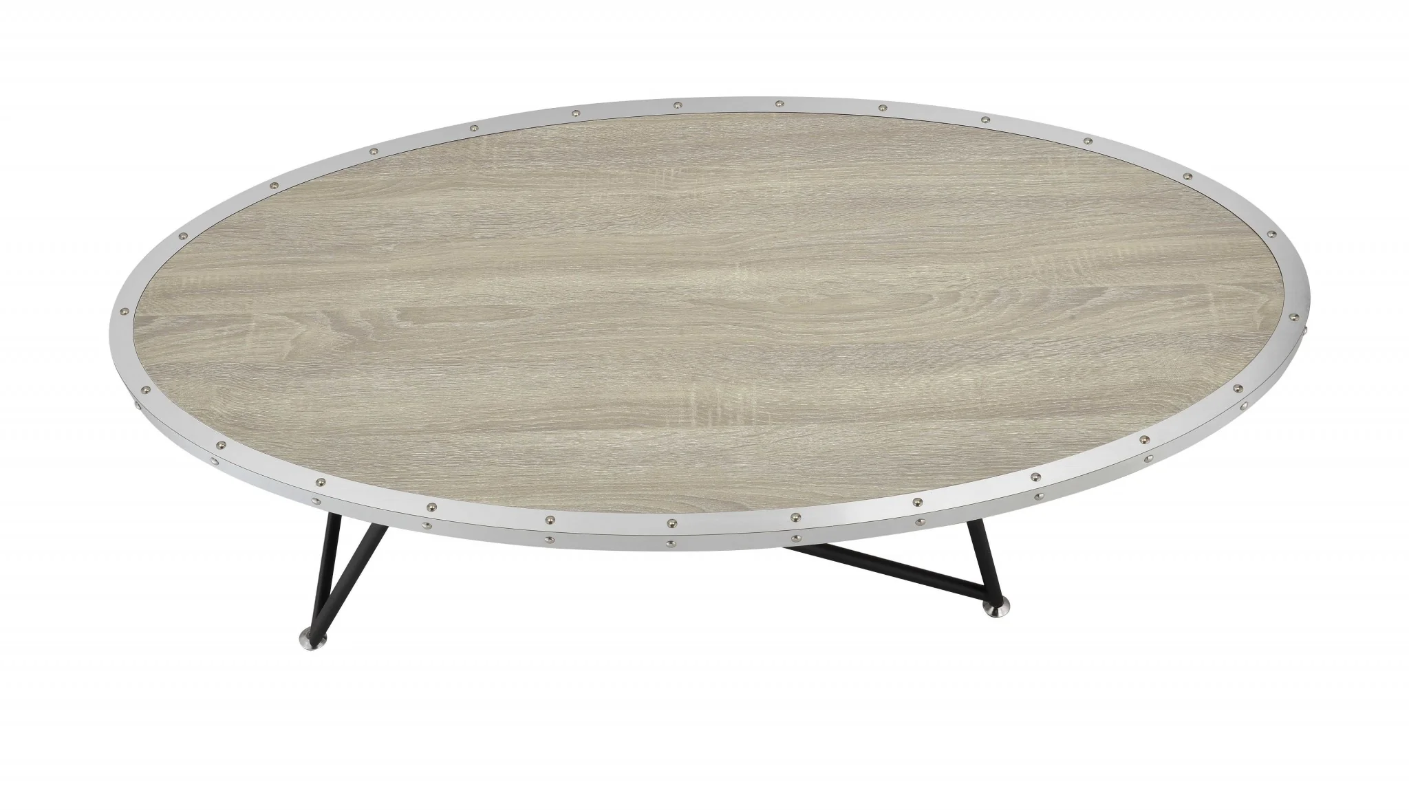 Natural and Black Wood And Iron Round Abstract Coffee Table By Homeroots