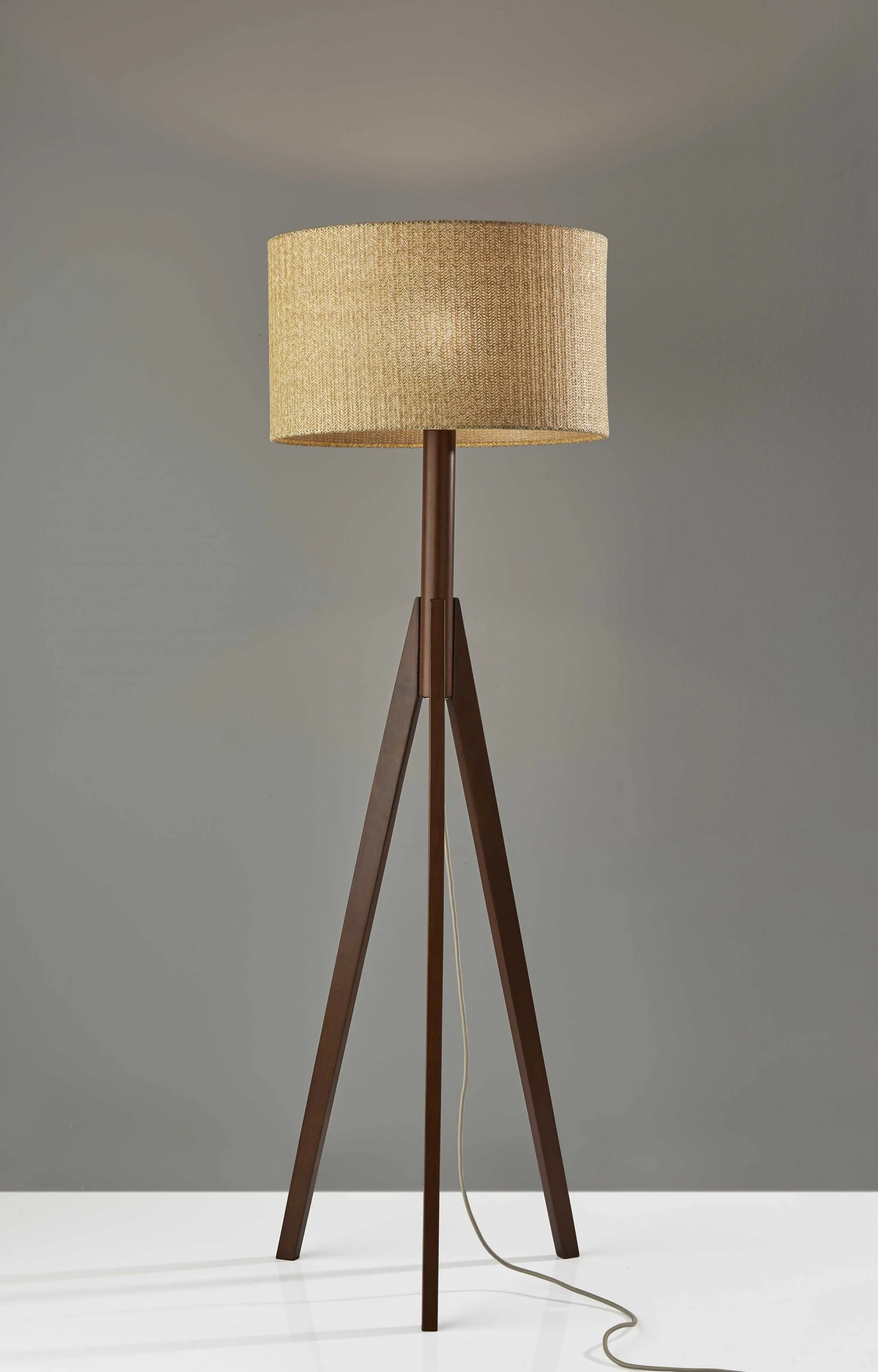 Natural Chunky Tripod Floor Lamp With Walnut Wood By Homeroots