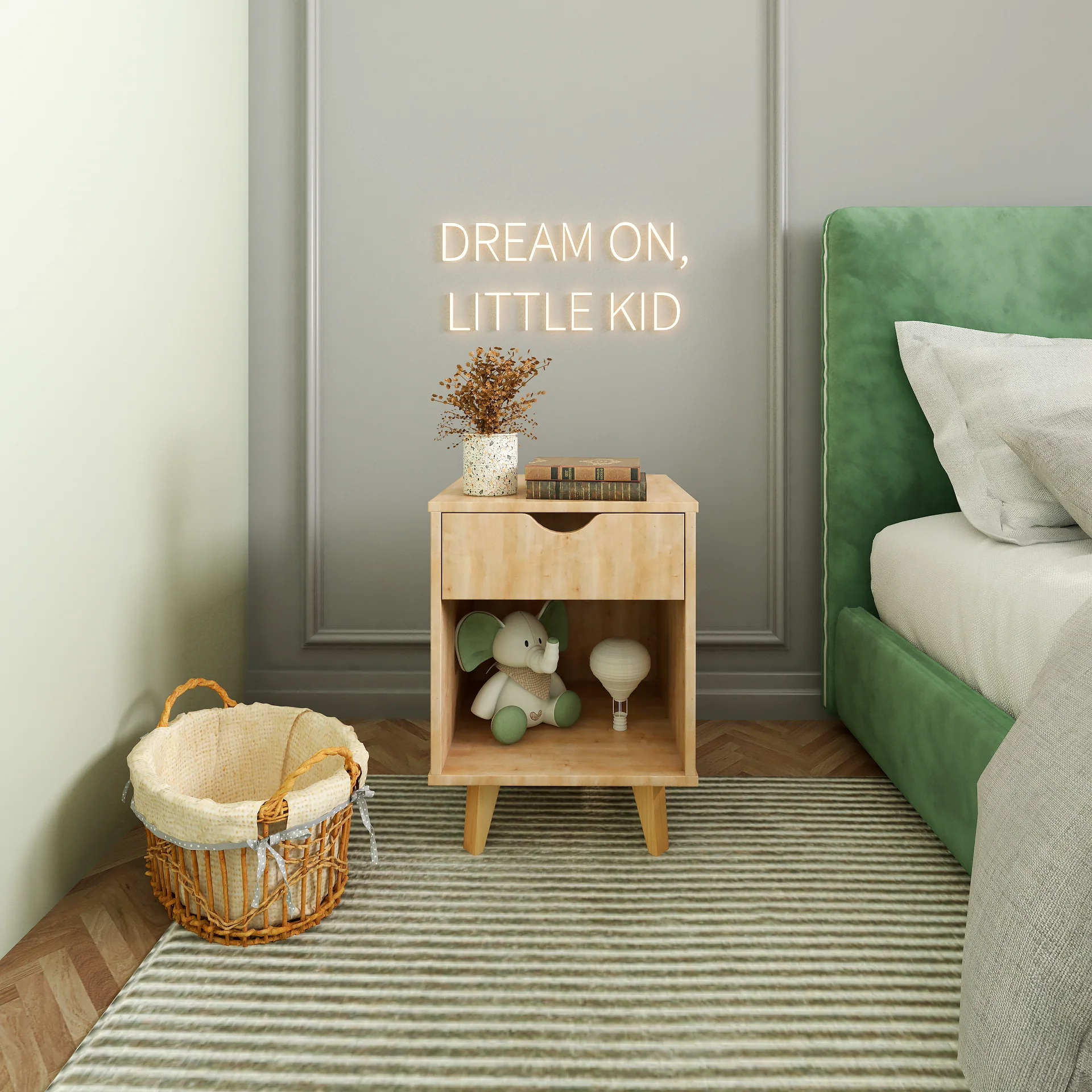 Natural One Drawer Nightstand By Homeroots - Image 5