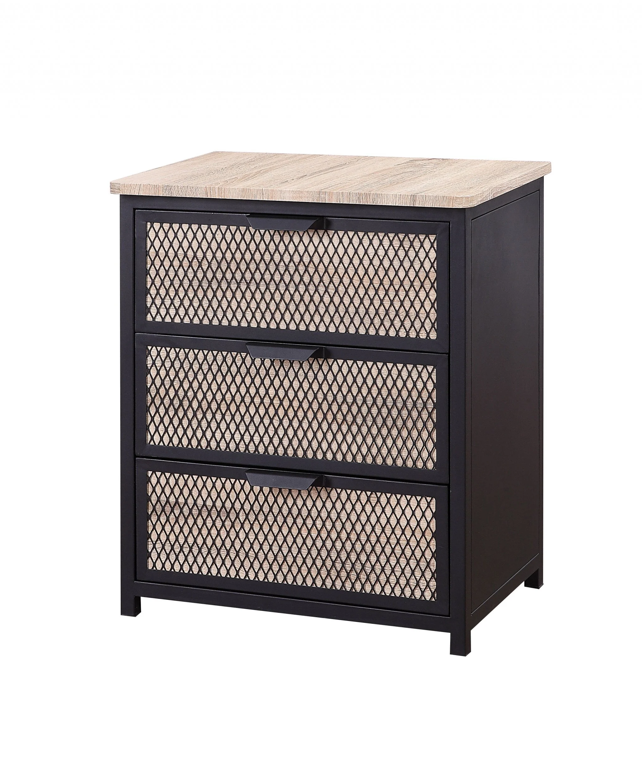 Natural Sandy Gray Metal Wood Veneer Paper Nightstand By Homeroots