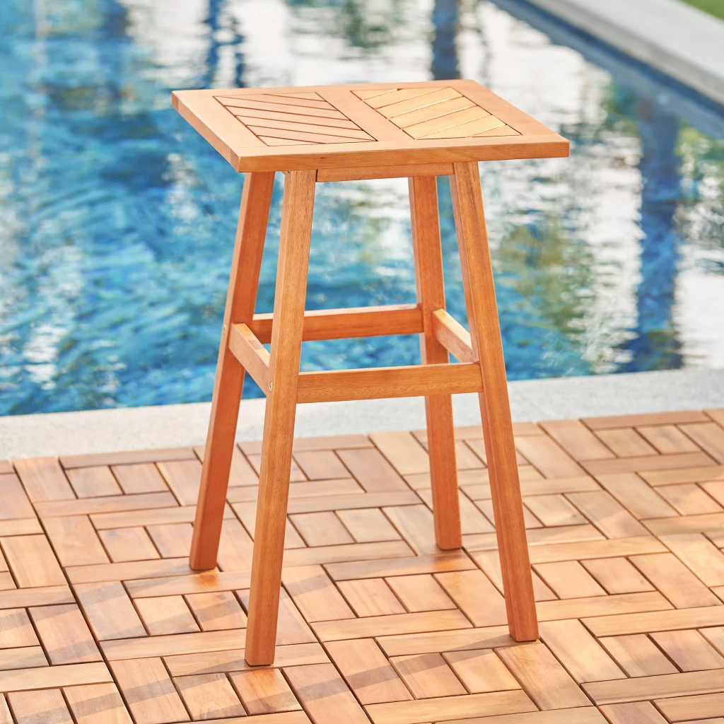 Natural Wood Tall Patio Side Table By Homeroots