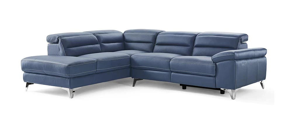 Navy Blue Leather Sectional By Homeroots