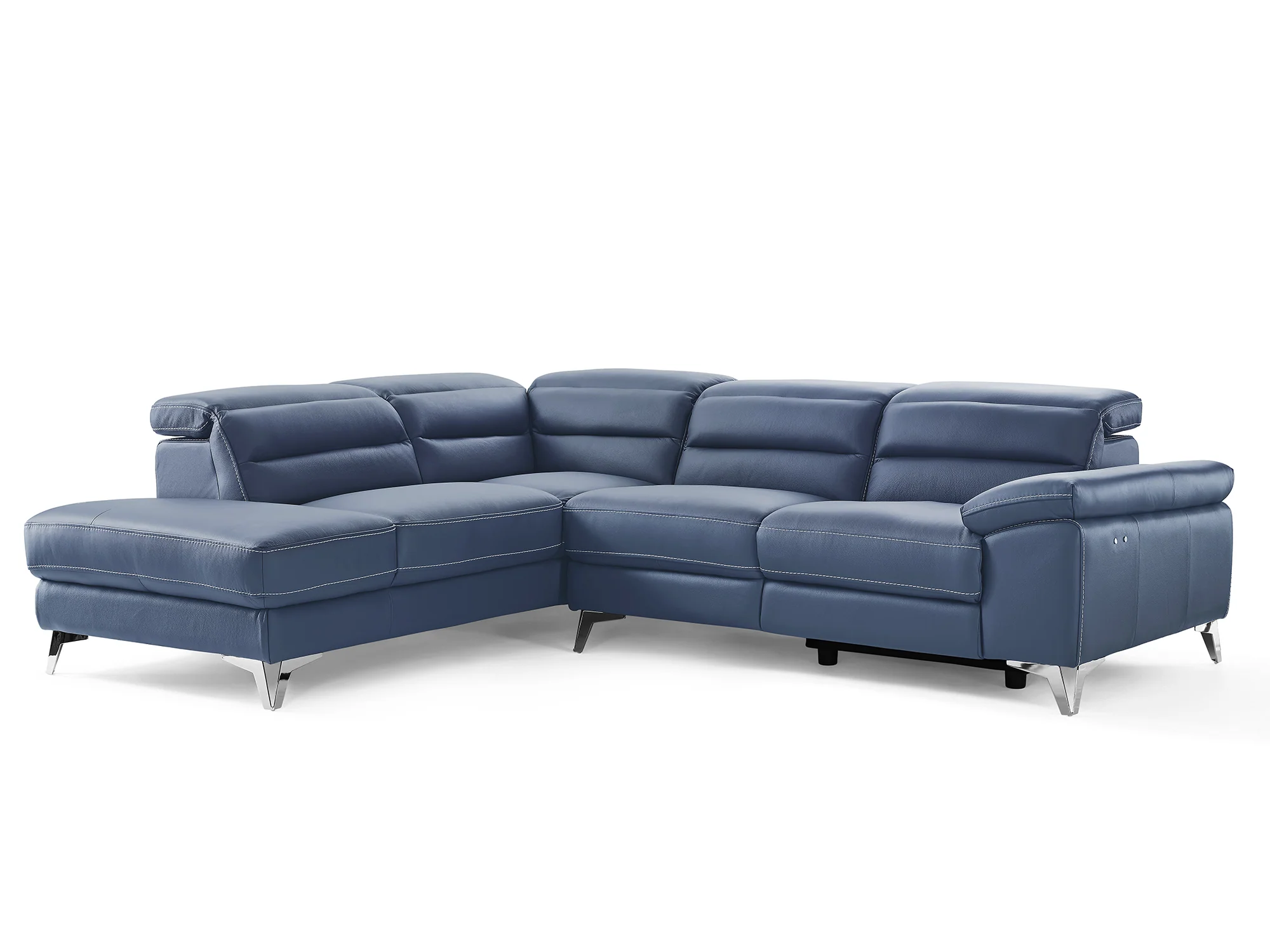 Navy Blue Leather Sectional By Homeroots - Image 6