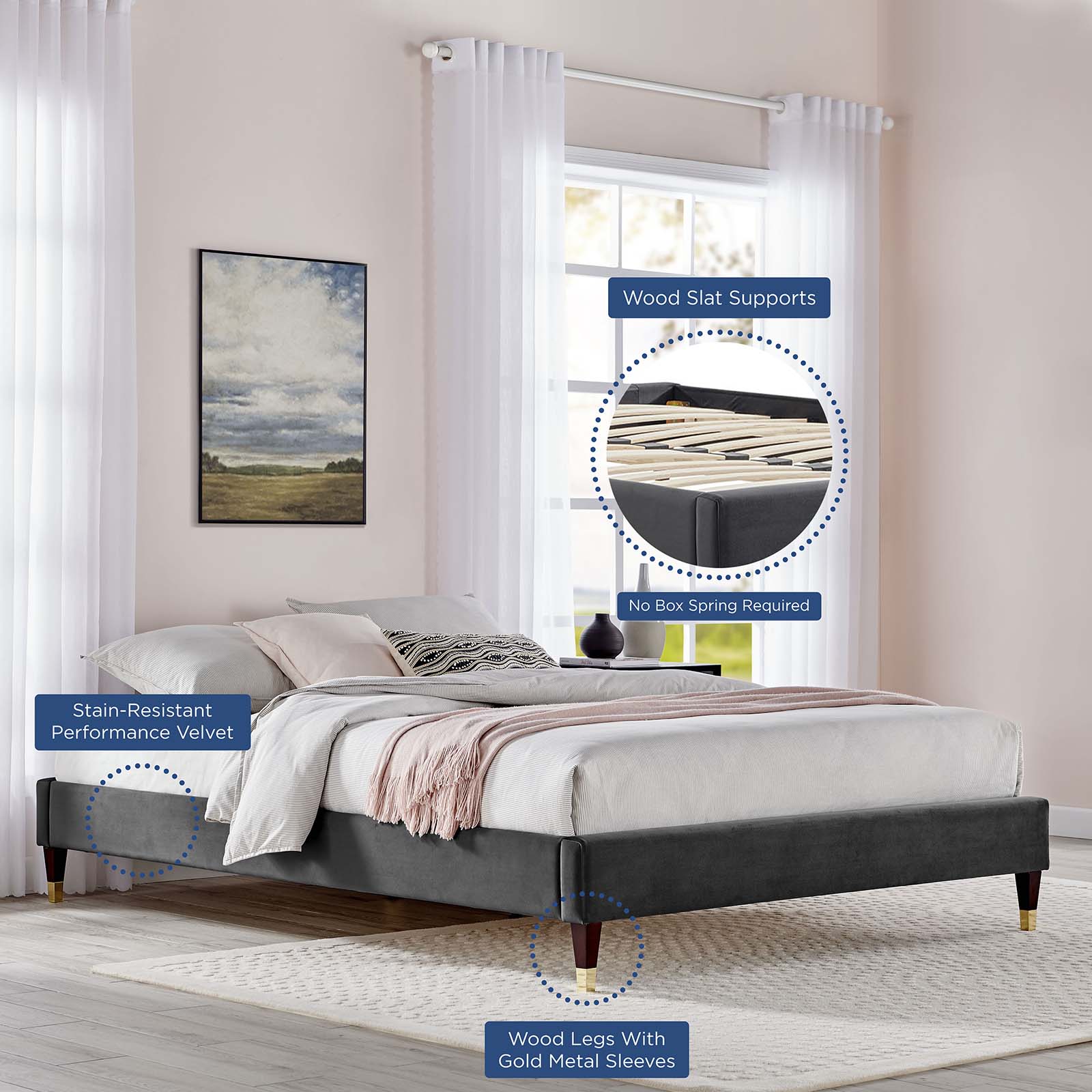 Neena Performance Velvet Full Bed By Modway - MOD-6810 - Image 3