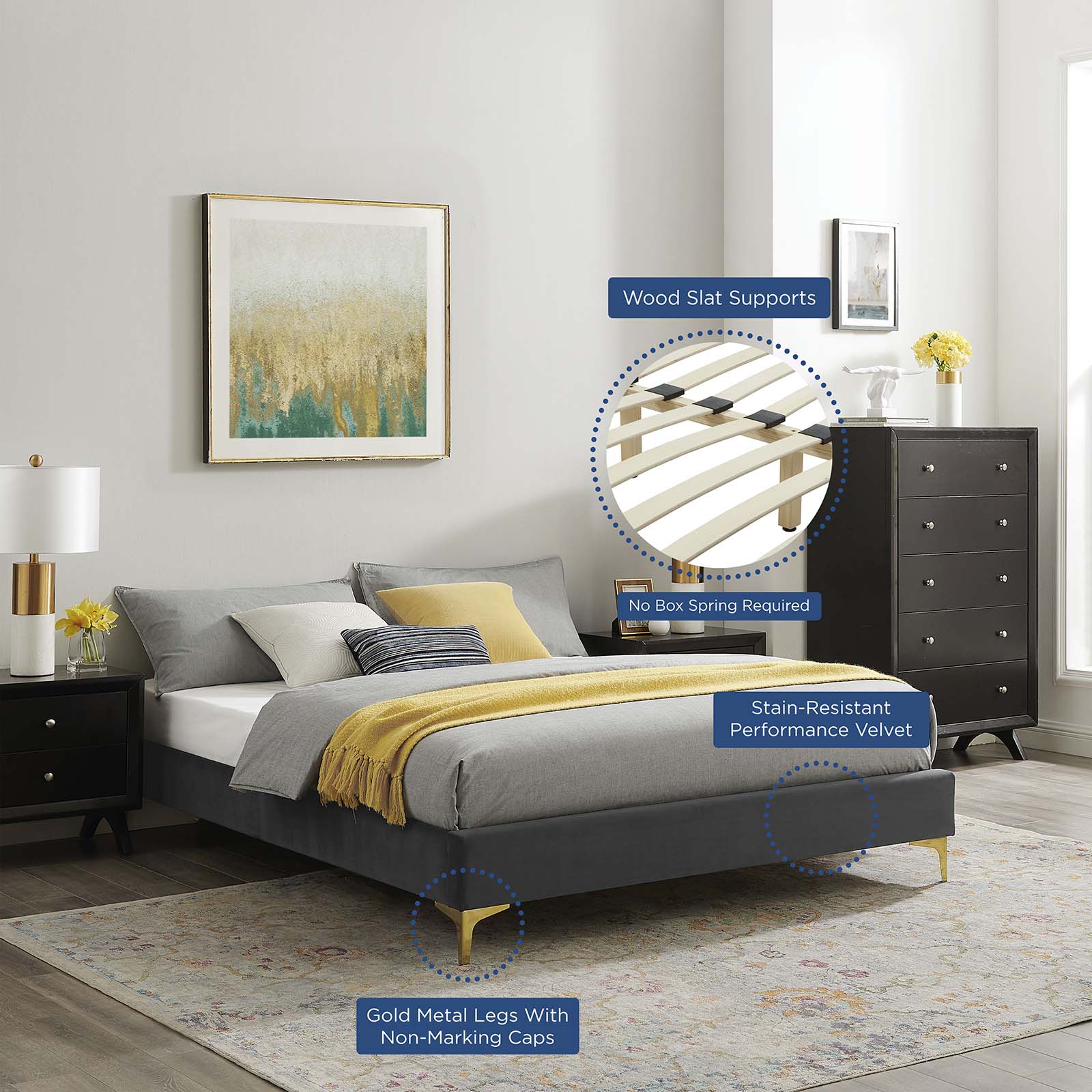 Neena Performance Velvet Queen Bed By Modway - MOD-6820 - Image 4