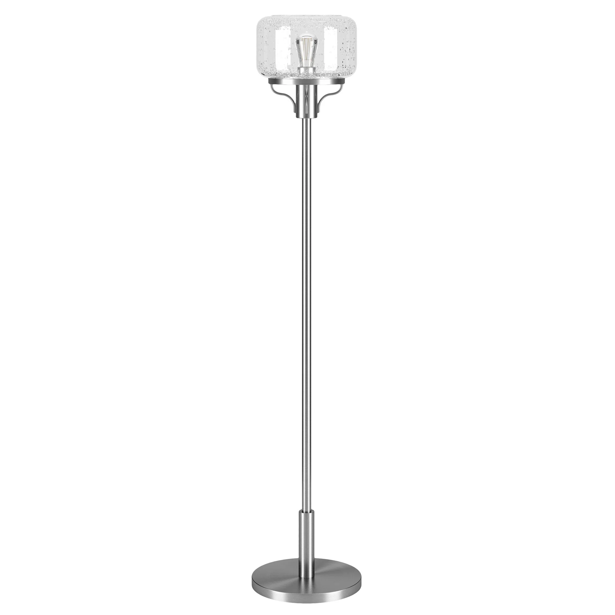 Nickel Novelty Floor Lamp With Clear Seeded Glass Globe Shade By Homeroots