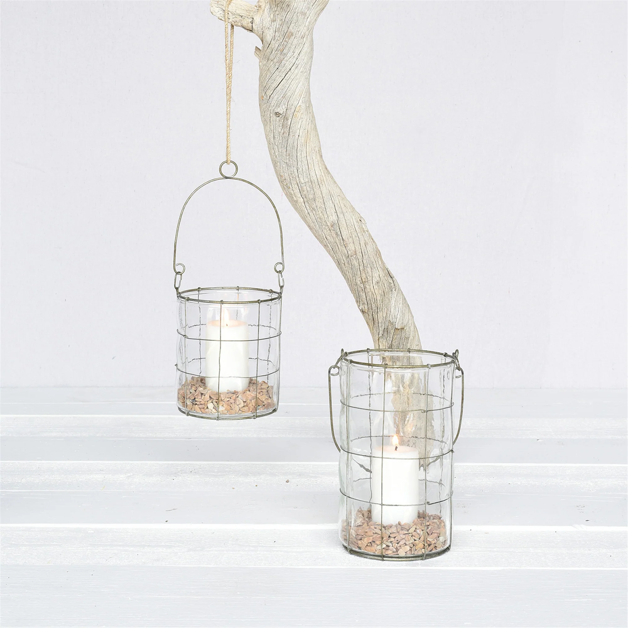 Nils Lantern, Glass - Large Set Of 2 By HomArt