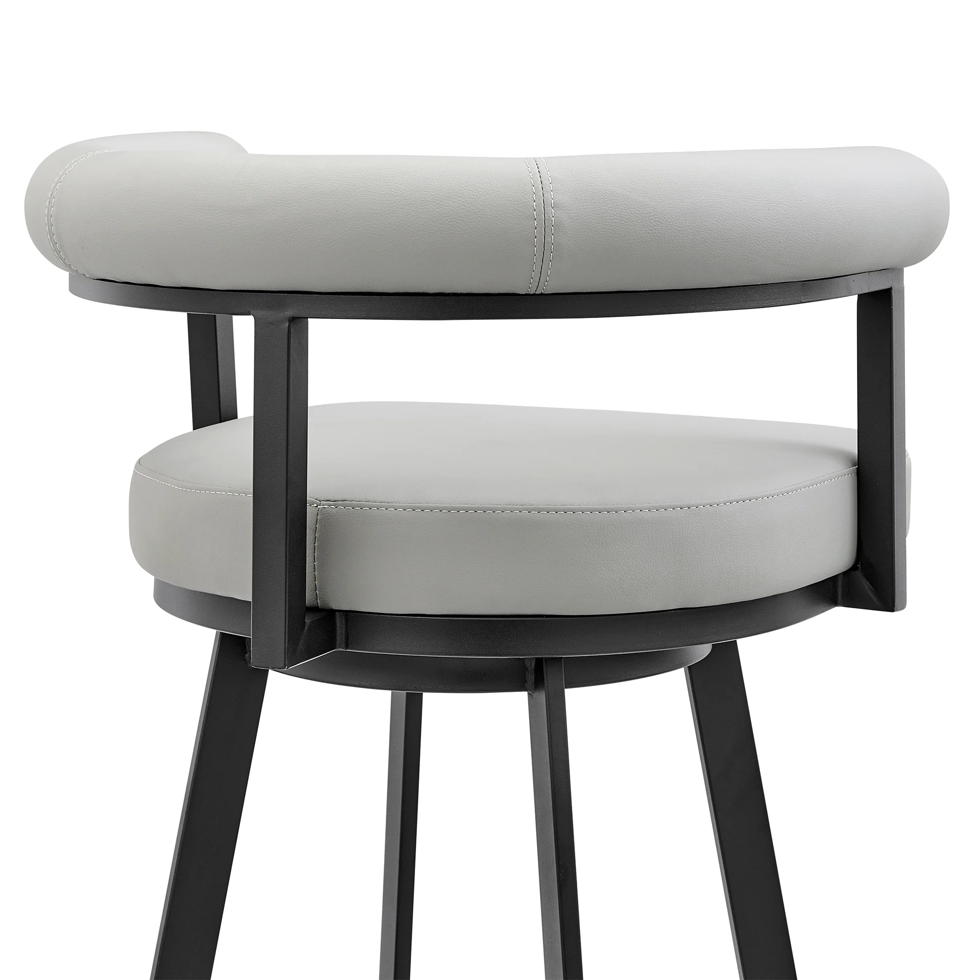 Nolagam Swivel Bar Stool in Black Metal with Brown Faux Leather By Armen Living - Image 20
