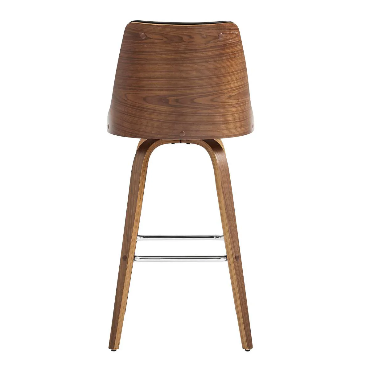 Nolte 26" Swivel Counter Stool in Brown Faux Leather and Walnut Wood By Armen Living - Image 6