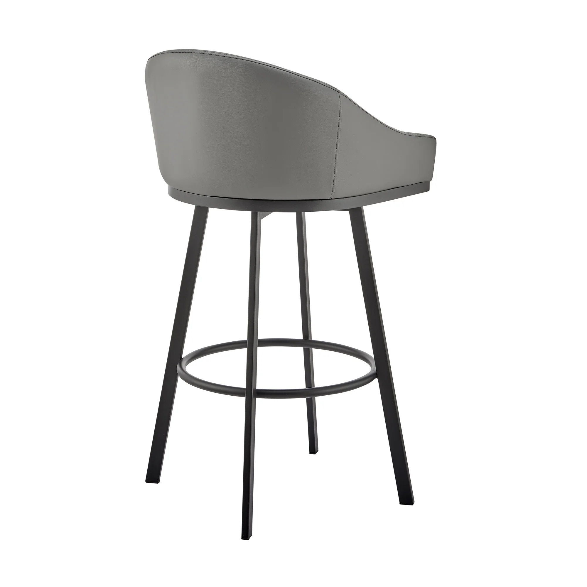 Noran Swivel Bar Stool in Black Metal with Black Faux Leather By Armen Living - Image 15