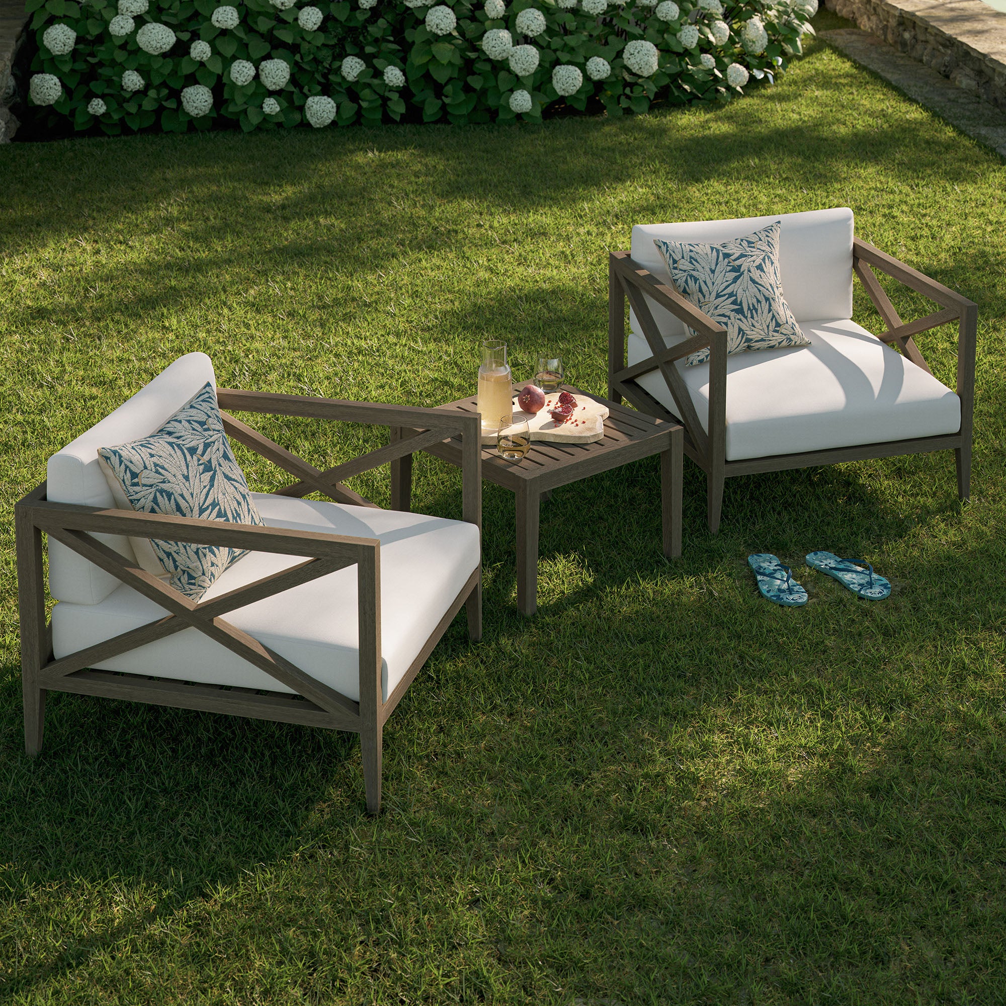 Northlake 3-Piece Outdoor Patio Teak Wood Furniture Set with Armchair and Side Table by Modway