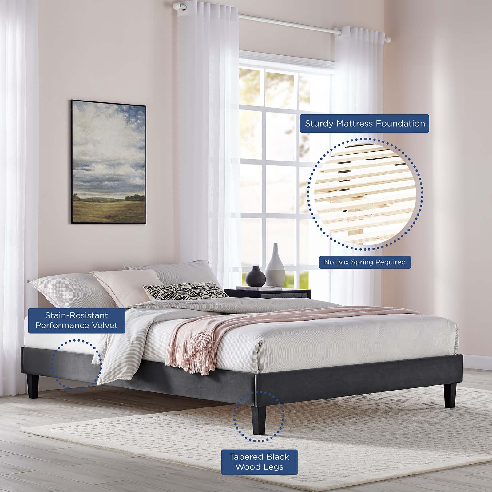 Novi Performance Velvet Full Bed By Modway - MOD-6813 - Image 3
