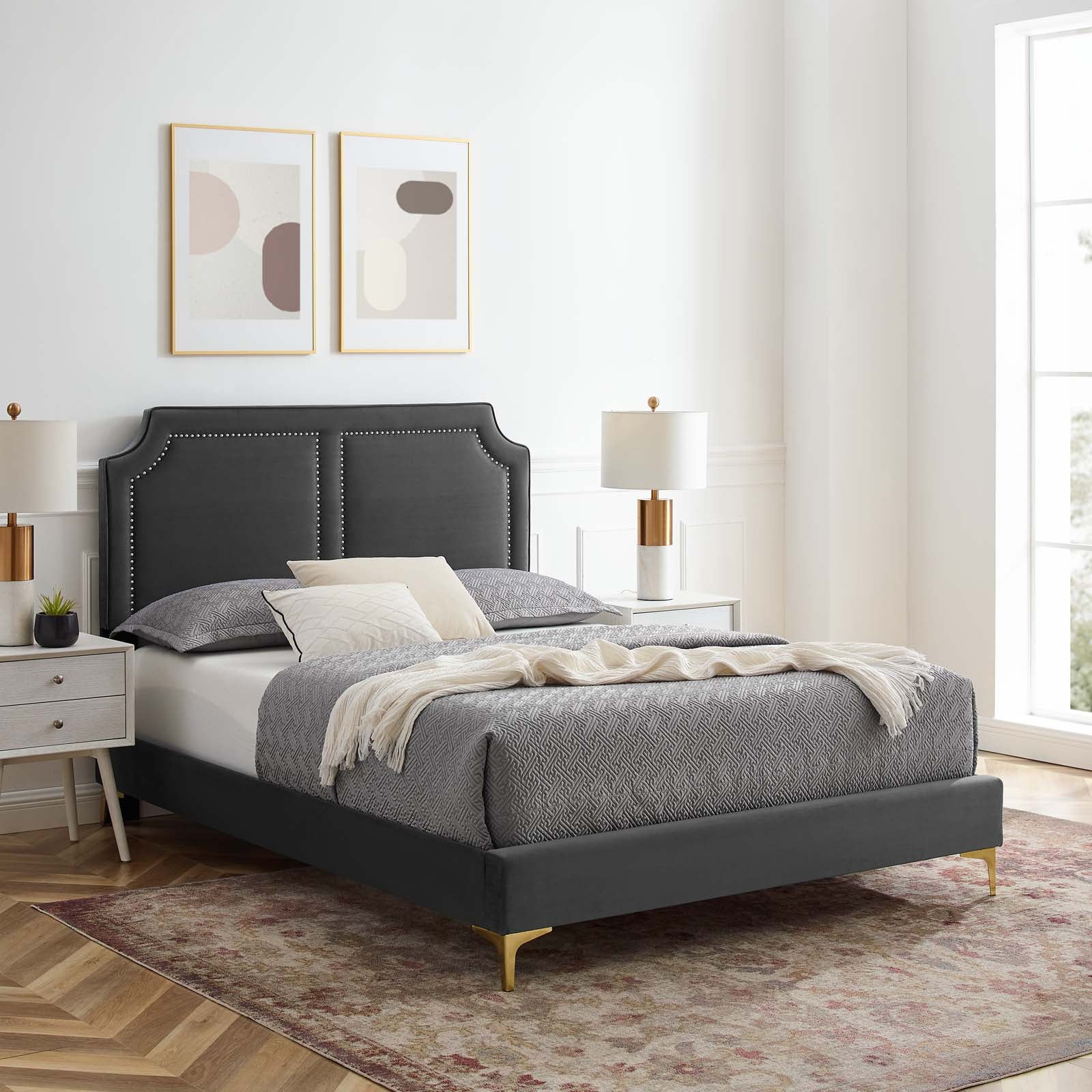 Novi Performance Velvet Queen Bed By Modway - MOD-6818