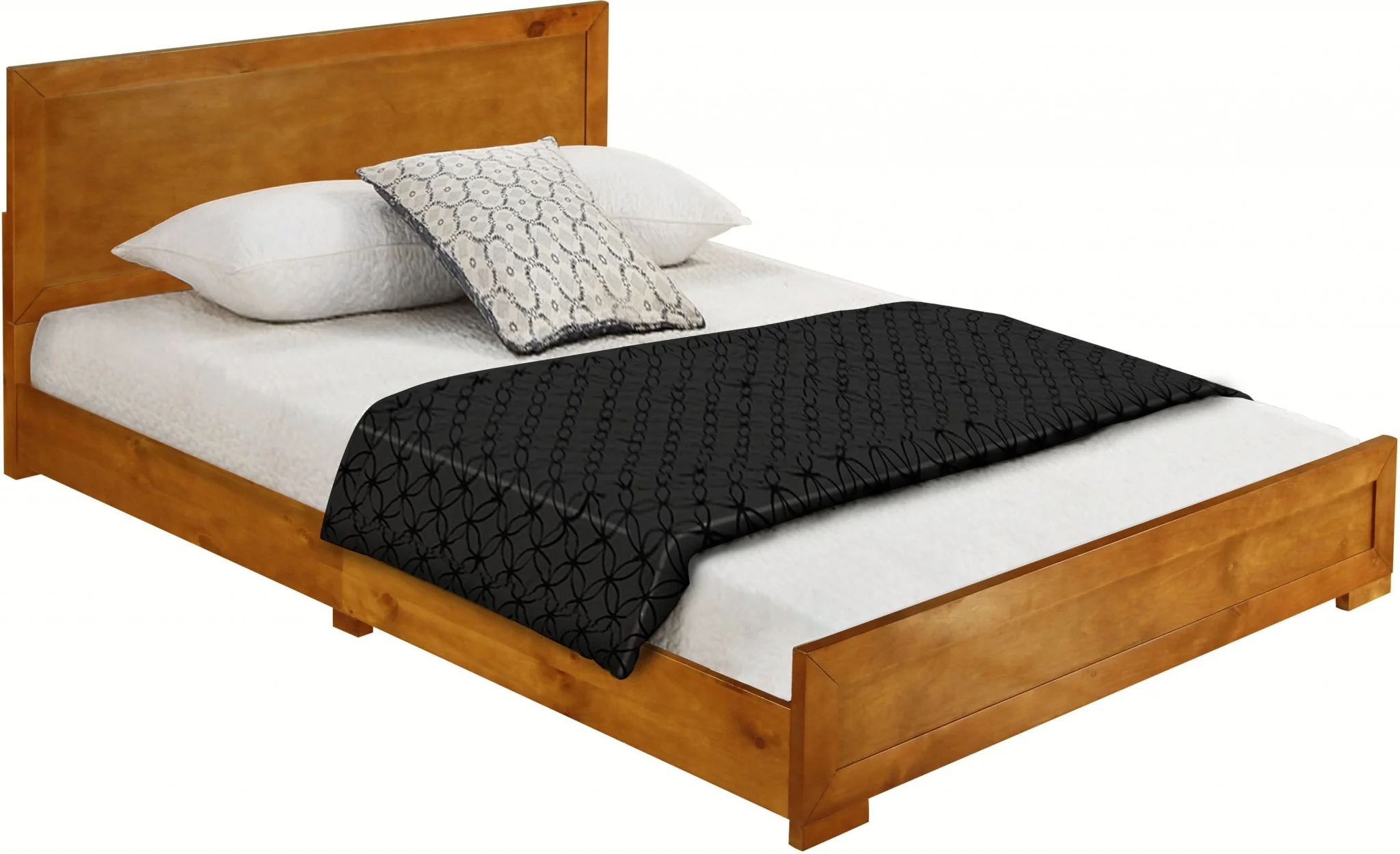 Oak Wood Full Platform Bed By Homeroots - 397100 - Image 3