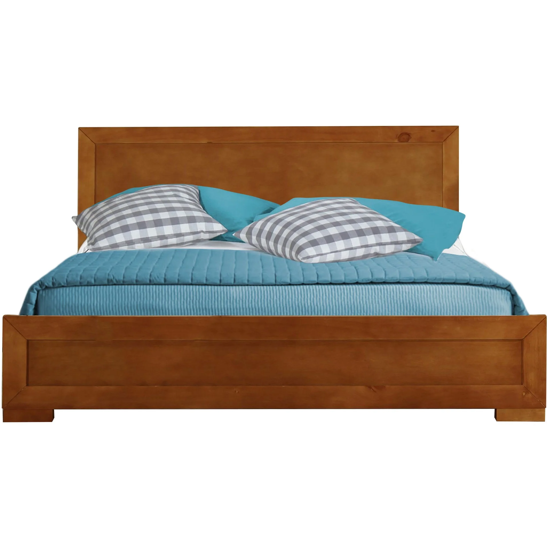 Oak Wood Queen Platform Bed By Homeroots - 397085 - Image 2