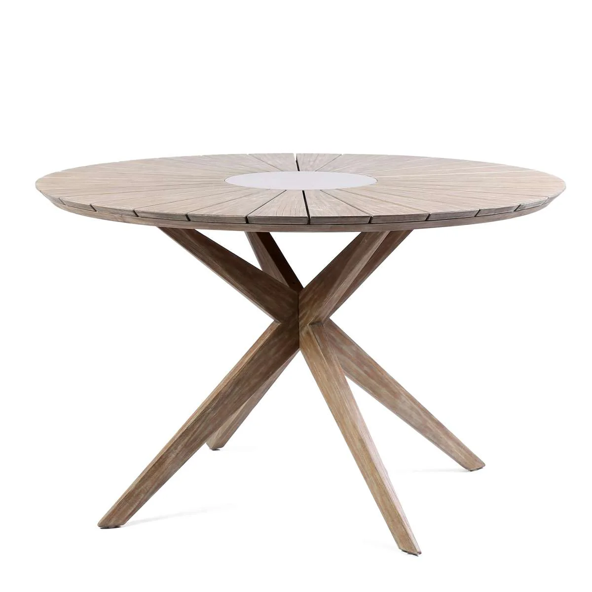 Oasis Outdoor Light Eucalyptus Wood and Concrete Round Dining Table By Armen Living - Image 2