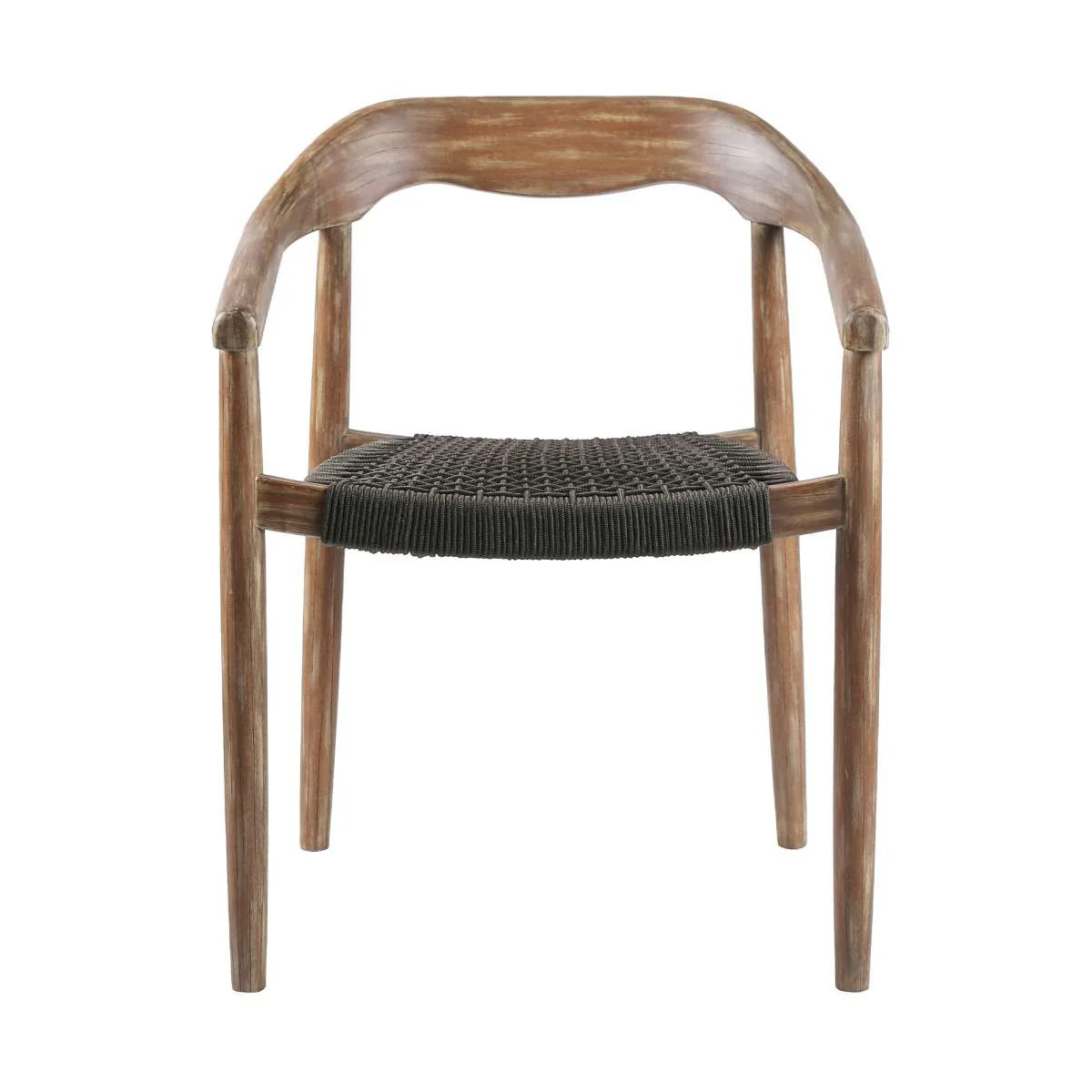 Oasis Santo Outdoor Patio 5 Piece Round Dining Set in Eucalyptus Wood and Charcoal Rope  By Armen Living - Image 3
