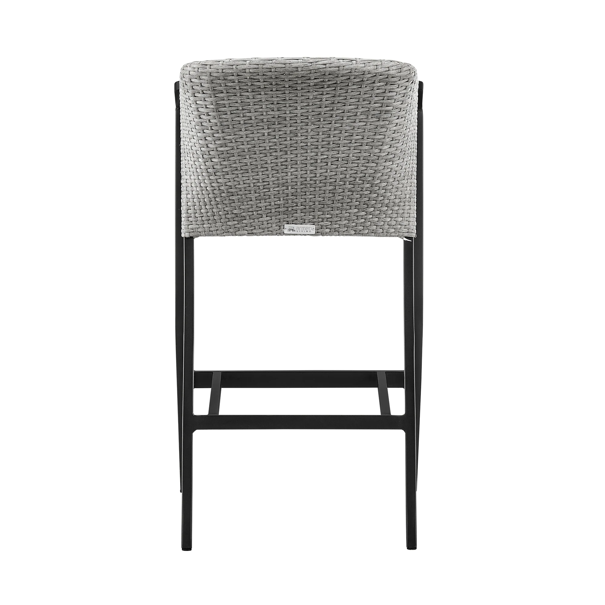 Palma Outdoor Patio Counter Height Bar Stool in Aluminum and Wicker with Gray Cushions By Armen Living - Image 7