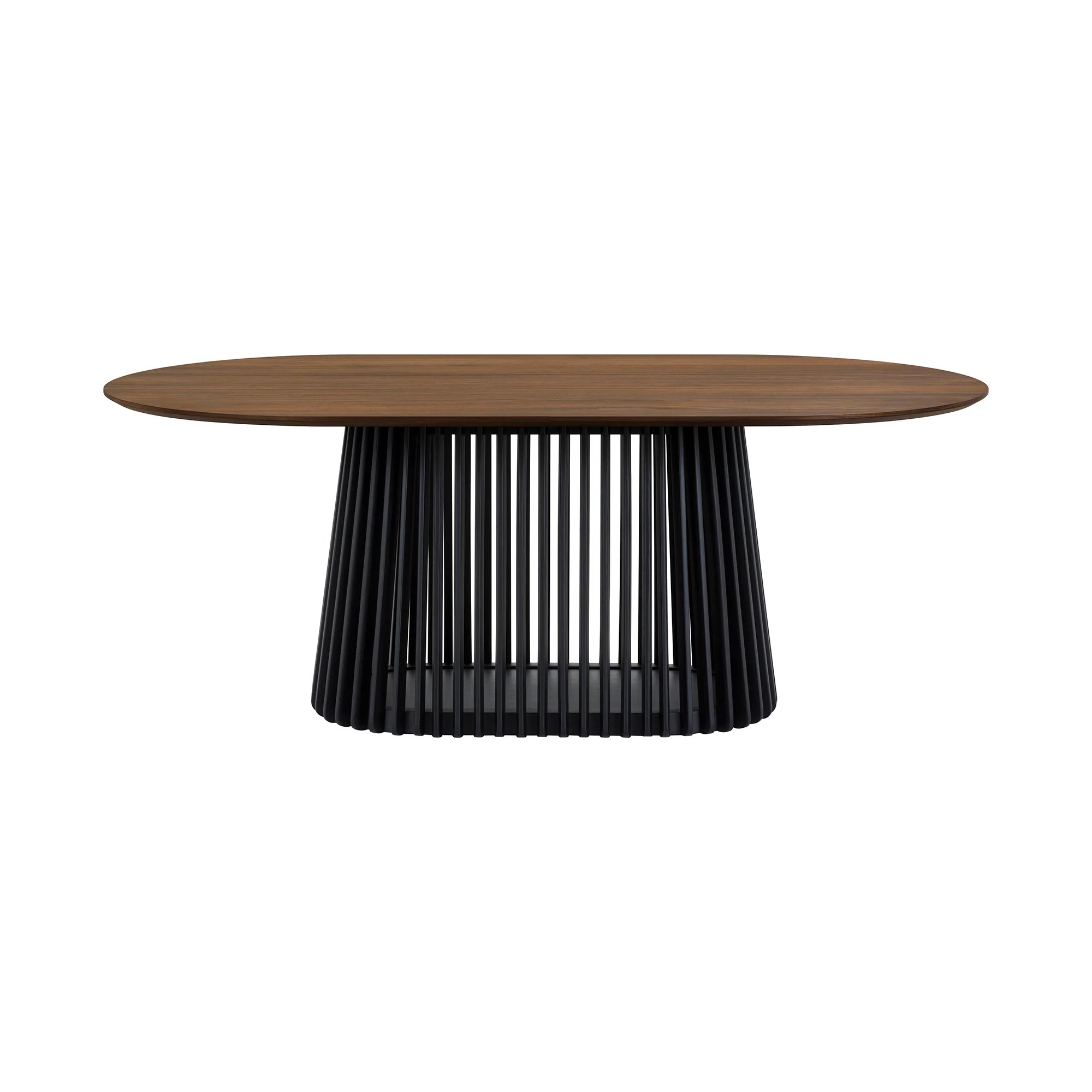 Pasadena Apache 7 Piece Oval Dining Set in Walnut and Black Oak Finish with Faux Leather By Armen Living - Image 6