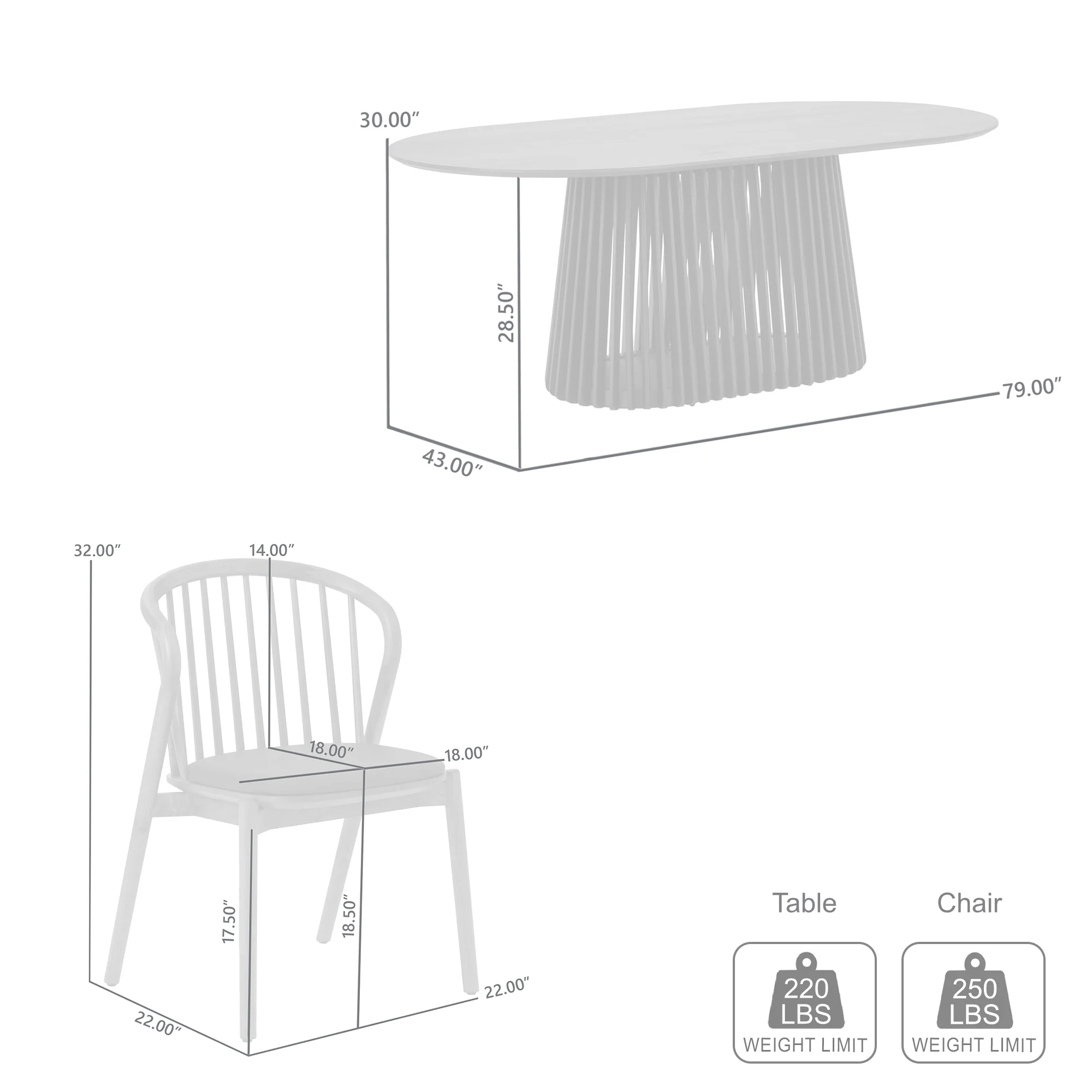 Pasadena Echo 5 Piece Oval Dining Set in Black Oak Finish with Black Faux Leather By Armen Living - Image 10