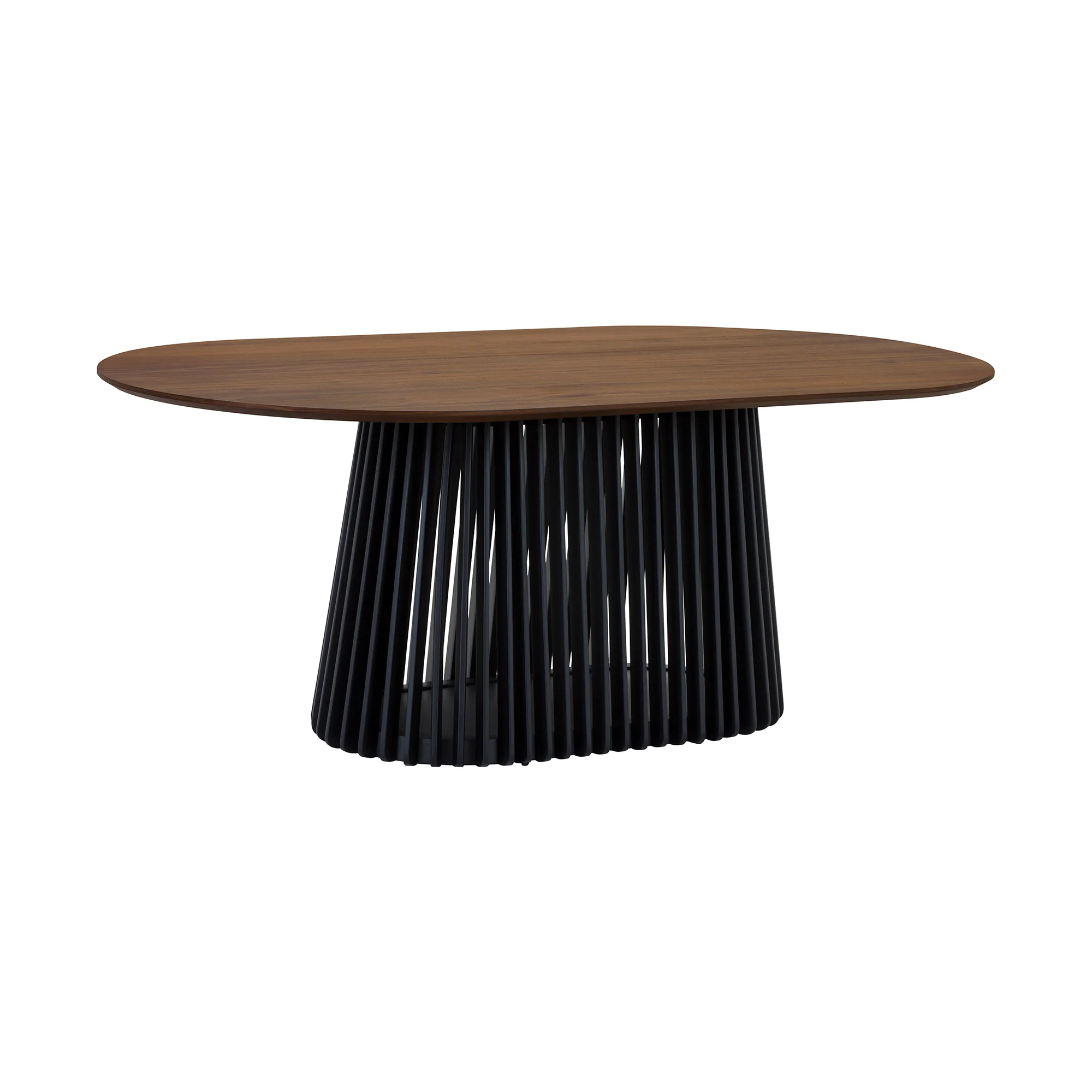 Pasadena Echo 7 Piece Oval Dining Set with Walnut and Black Finish Table and Walnut Finish Chairs By Armen Living - Image 5