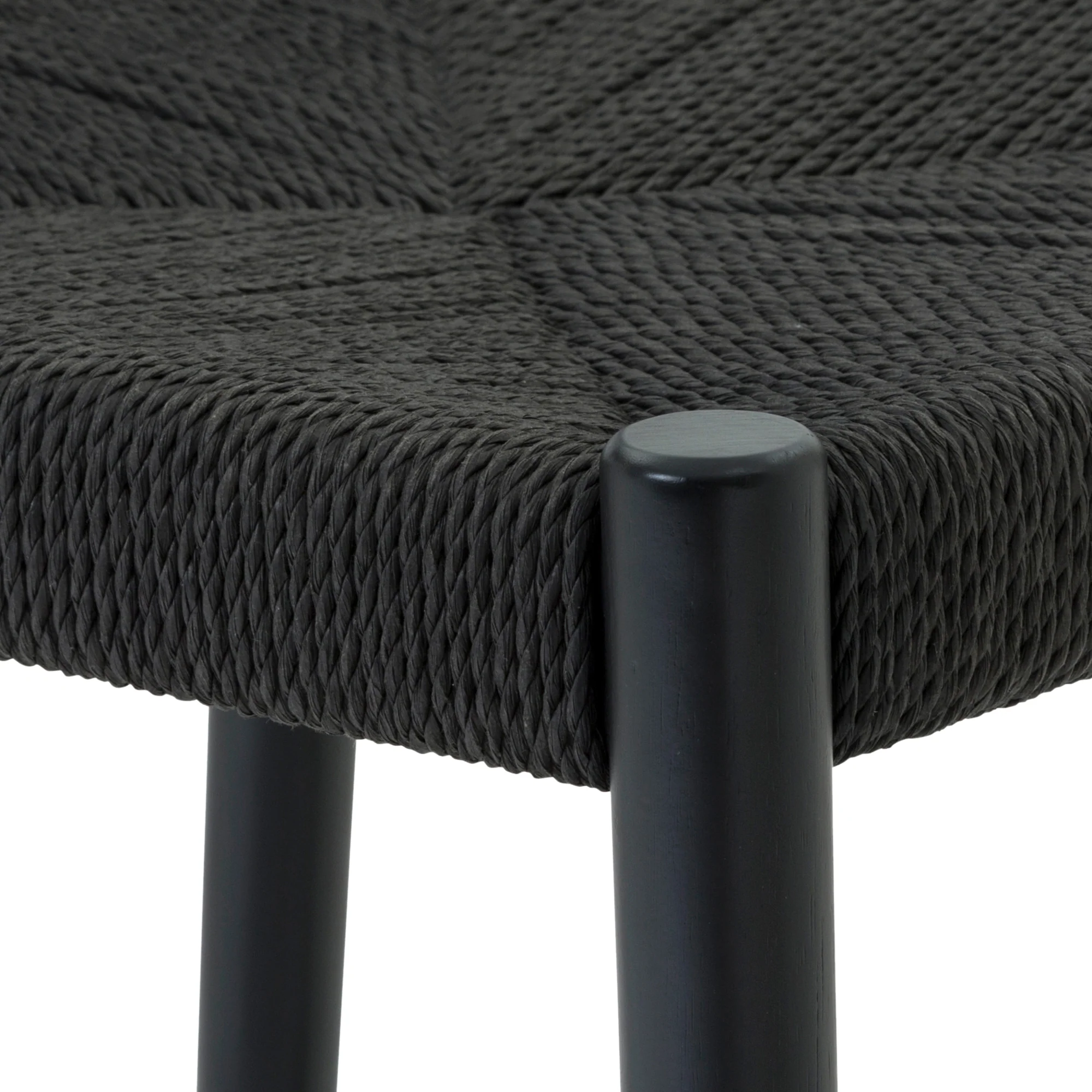 Pasadena Erie 5 Piece Oval Dining Set in Black Oak Finish with Black Paper Cord Chairs By Armen Living - Image 8
