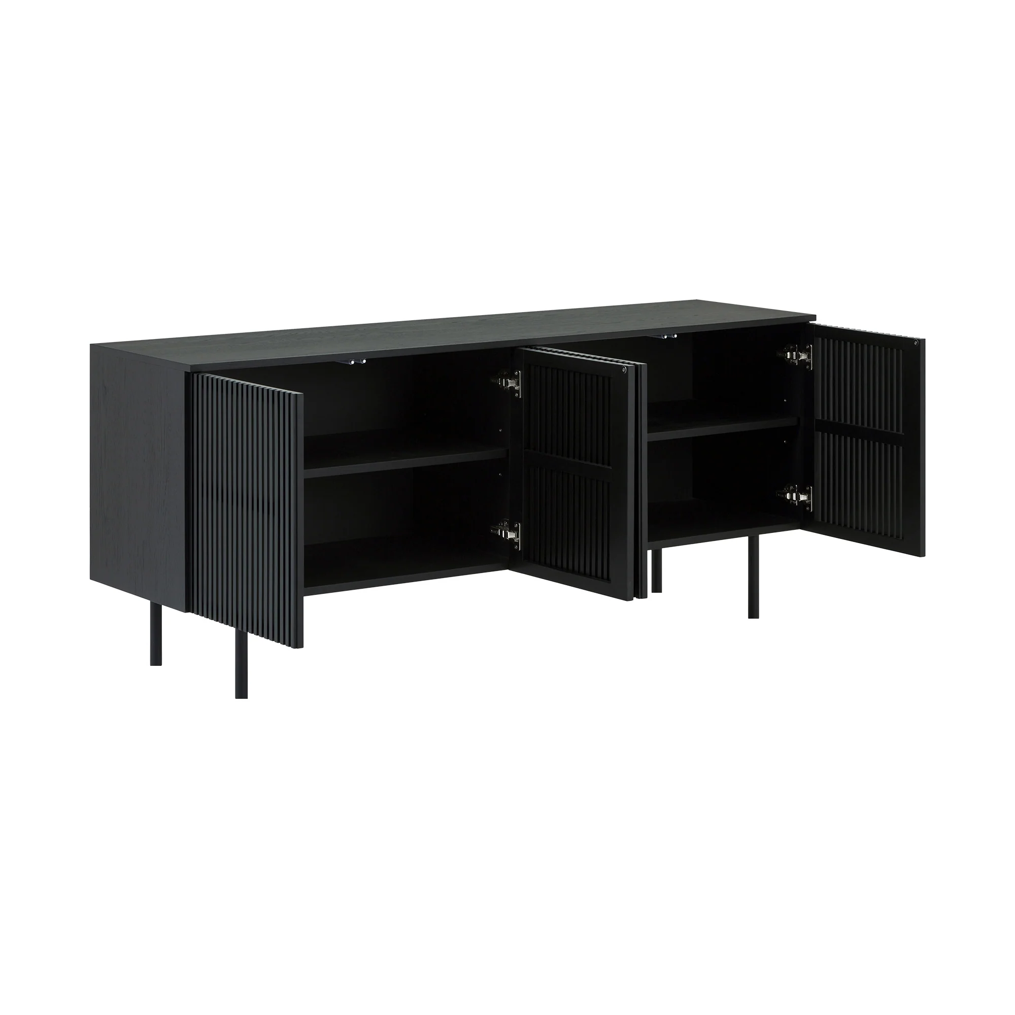 Pasadena Erie 6 Piece Oval Dining Set with Buffet in Black Oak Finish with Black Paper Cord Chairs By Armen Living - Image 11