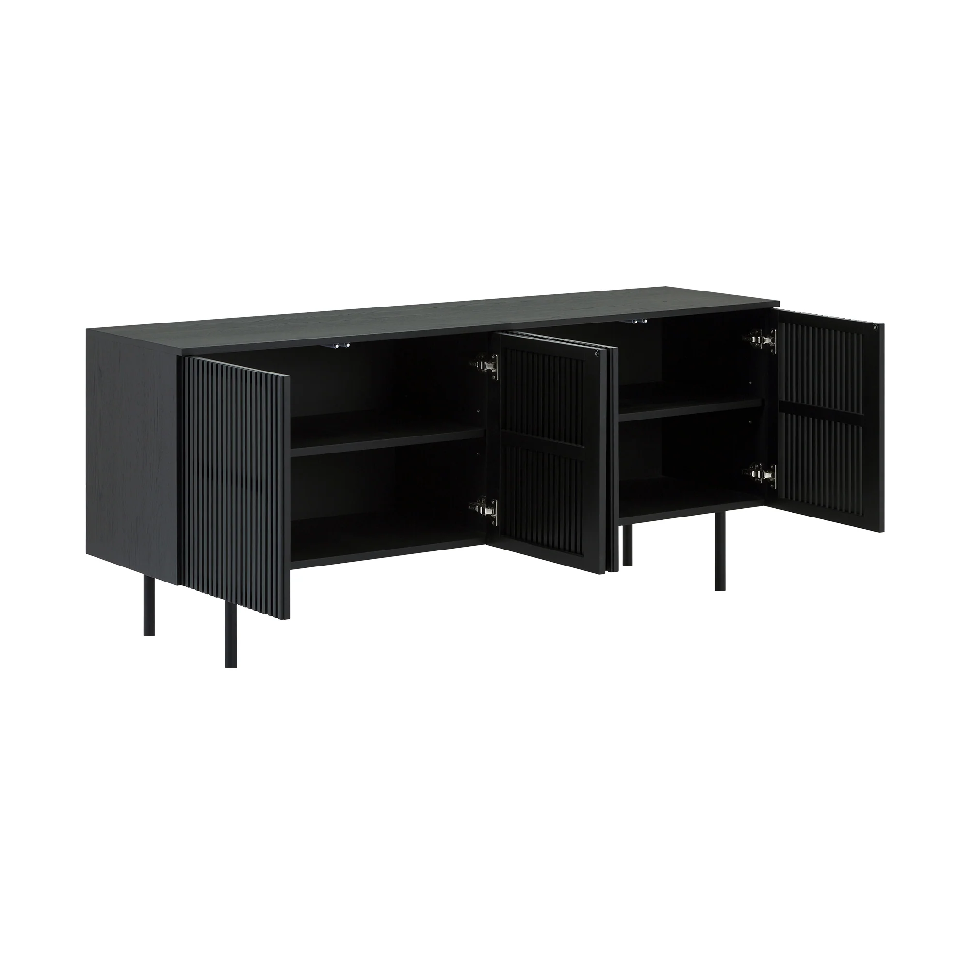 Pasadena Erie 6 Piece Round Dining Set with Buffet in Black Oak Finish with Paper Cord Chairs By Armen Living - Image 7