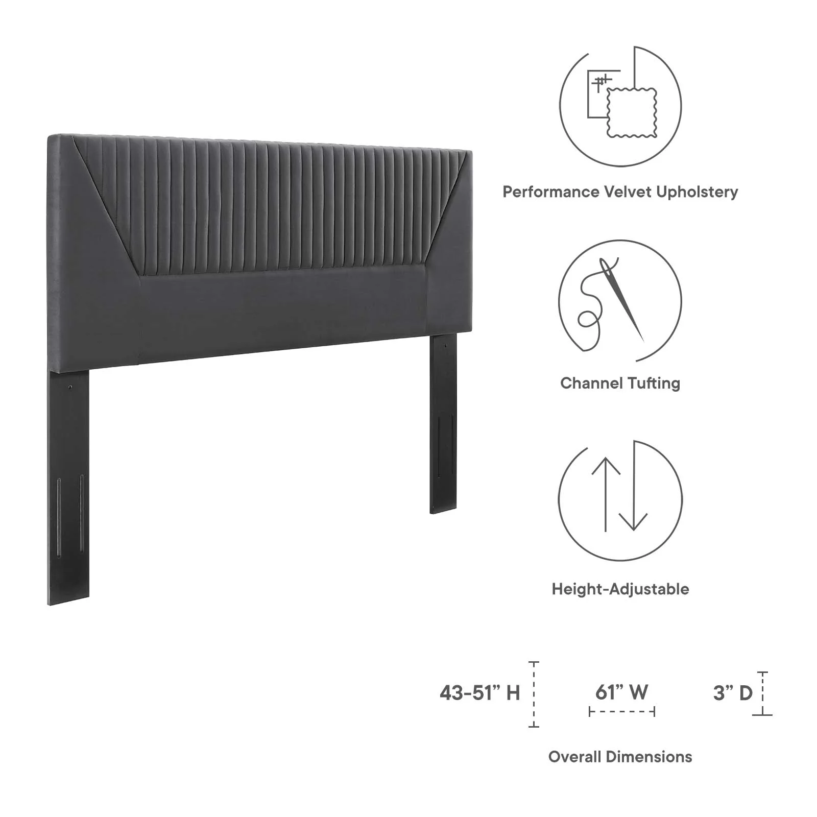 Patience Channel Tufted Performance Velvet King/California King Headboard By Modway - MOD-6669 - Image 6