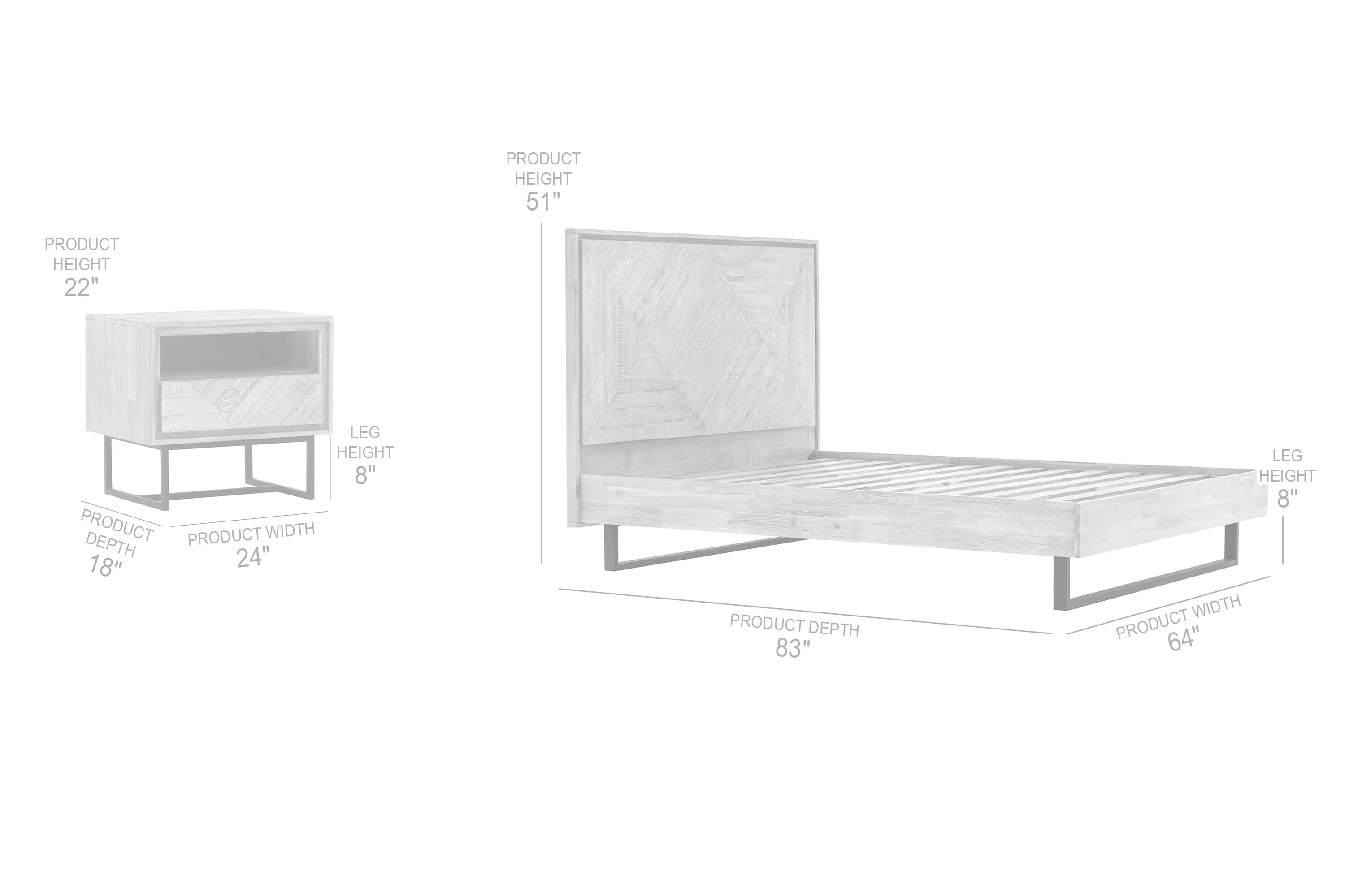 Peridot 3 Piece Queen Bedroom Set in Natural Acacia Wood By Armen Living - Image 8