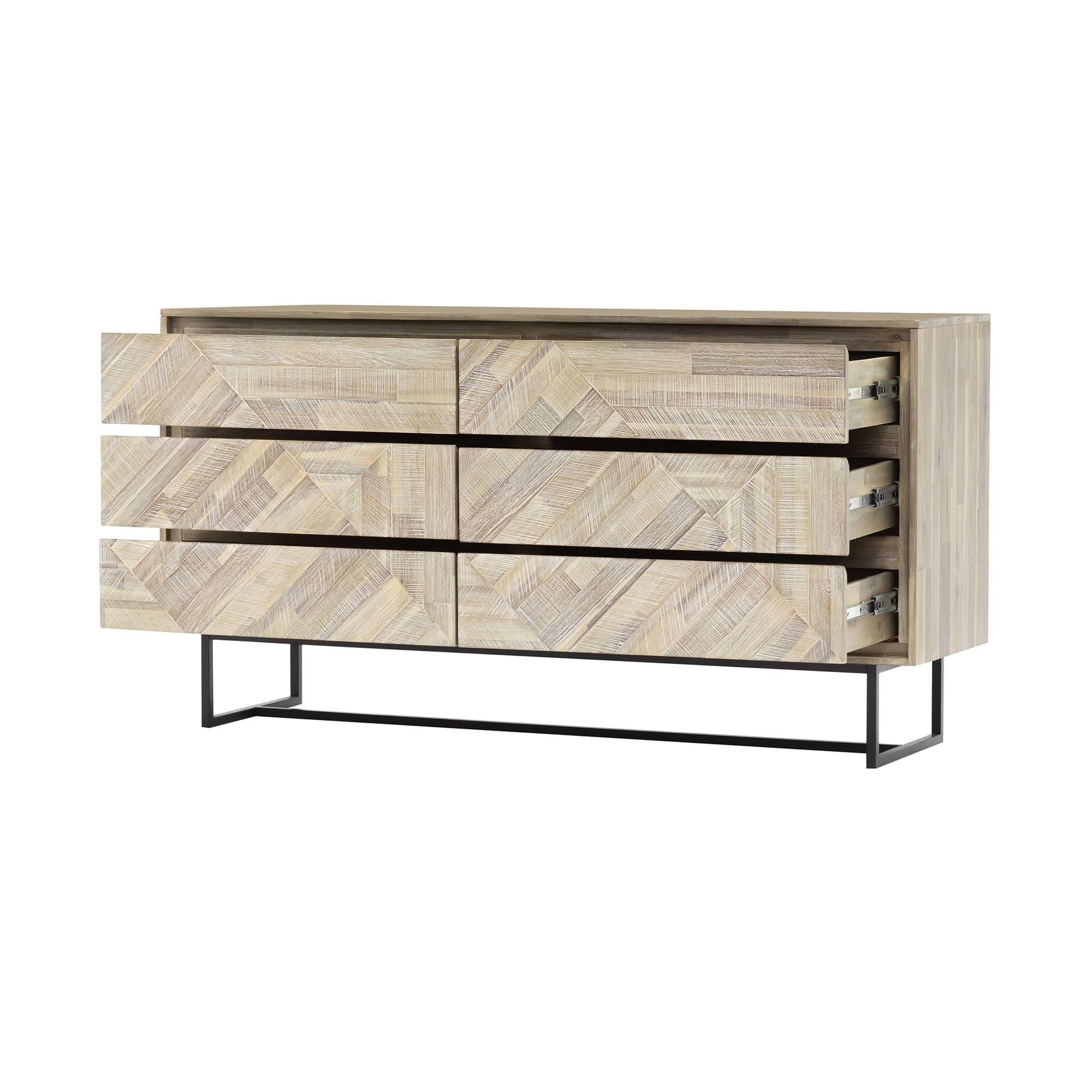 Peridot 4 Piece Queen Bedroom Set in Natural Acacia Wood By Armen Living - Image 6