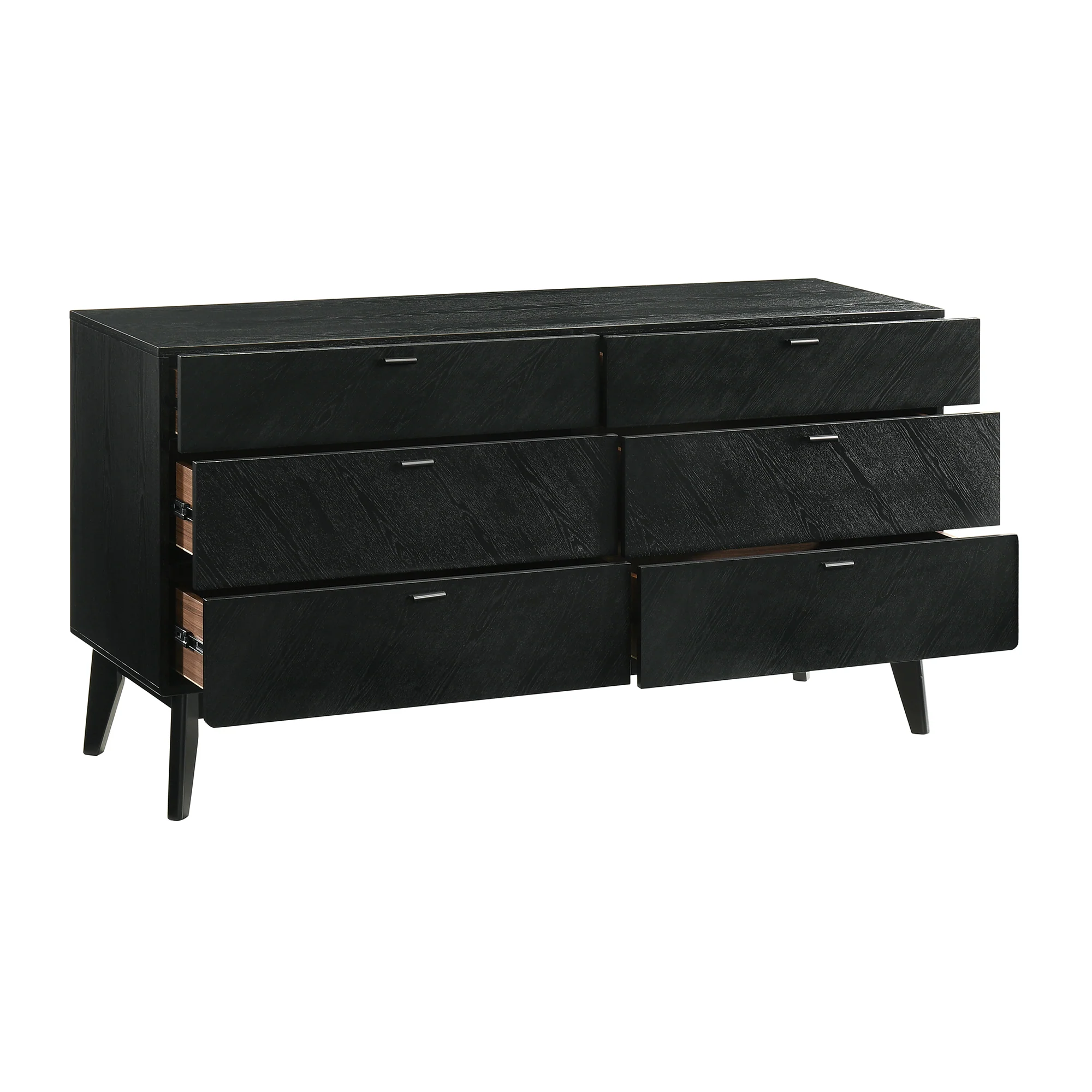 Petra Queen 4 Piece Wood Bedroom Set in Black Finish By Armen Living - Image 5