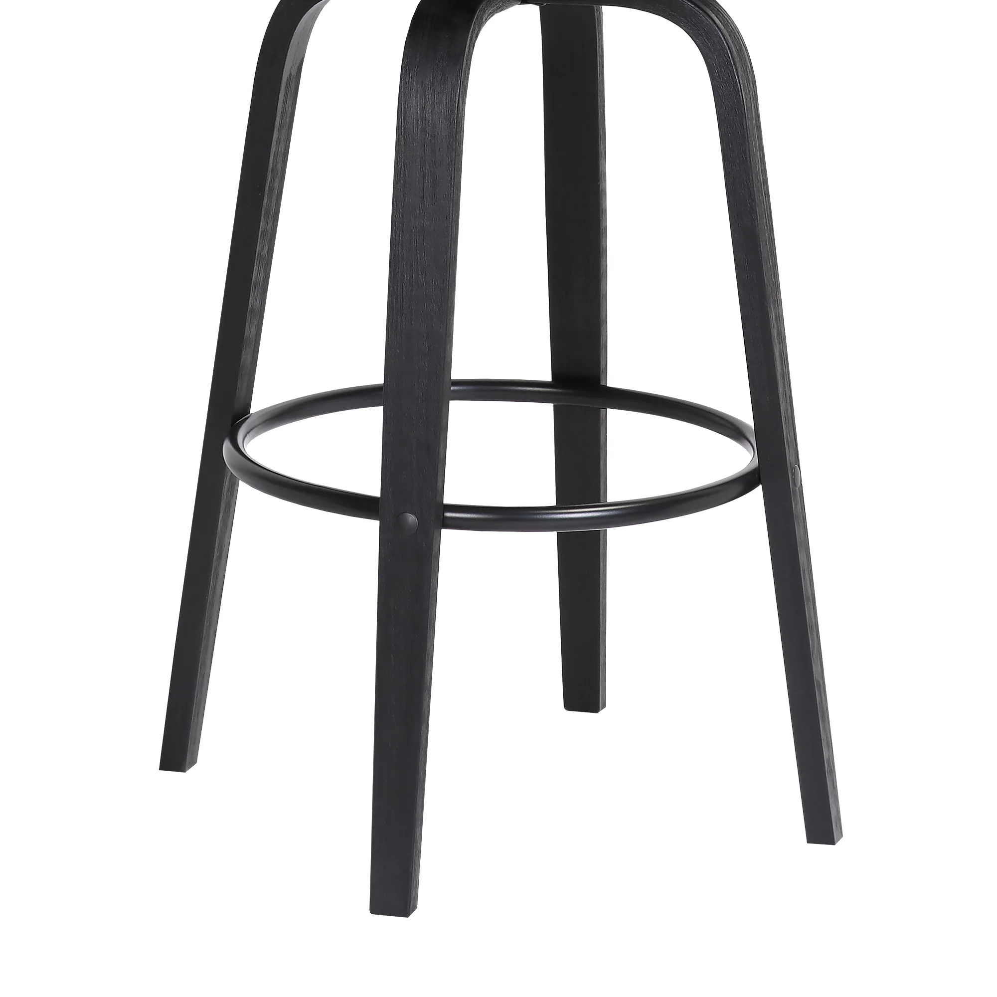 Pico 26" Swivel Black Wood Counter Stool in Grey Faux Leather with Black Metal By Armen Living - Image 18