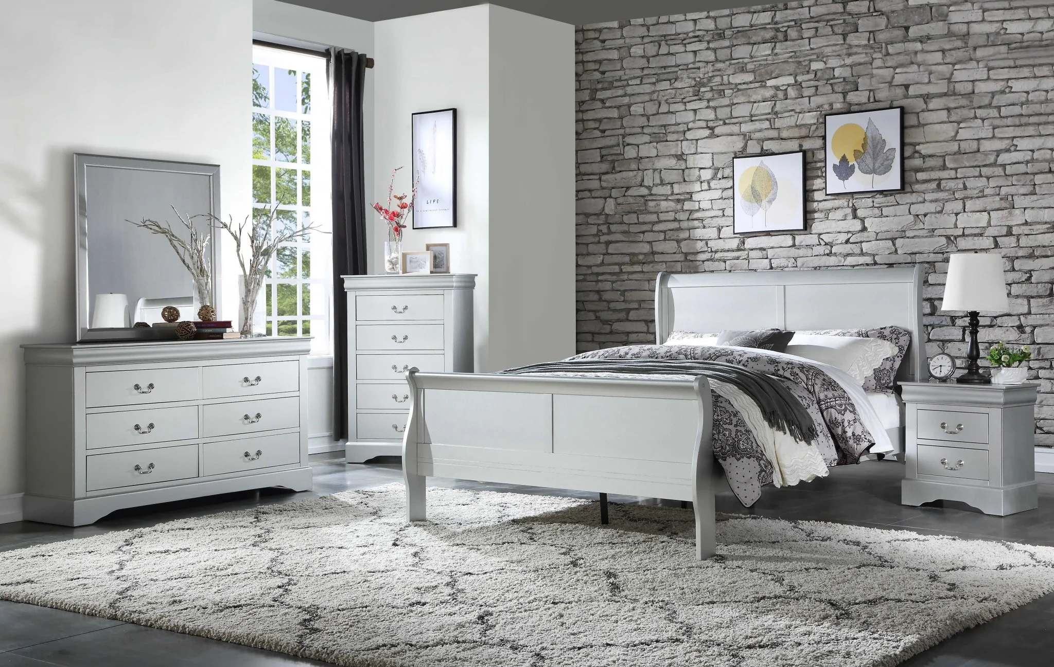 Platinum Wood Full Bed By Homeroots - 347116