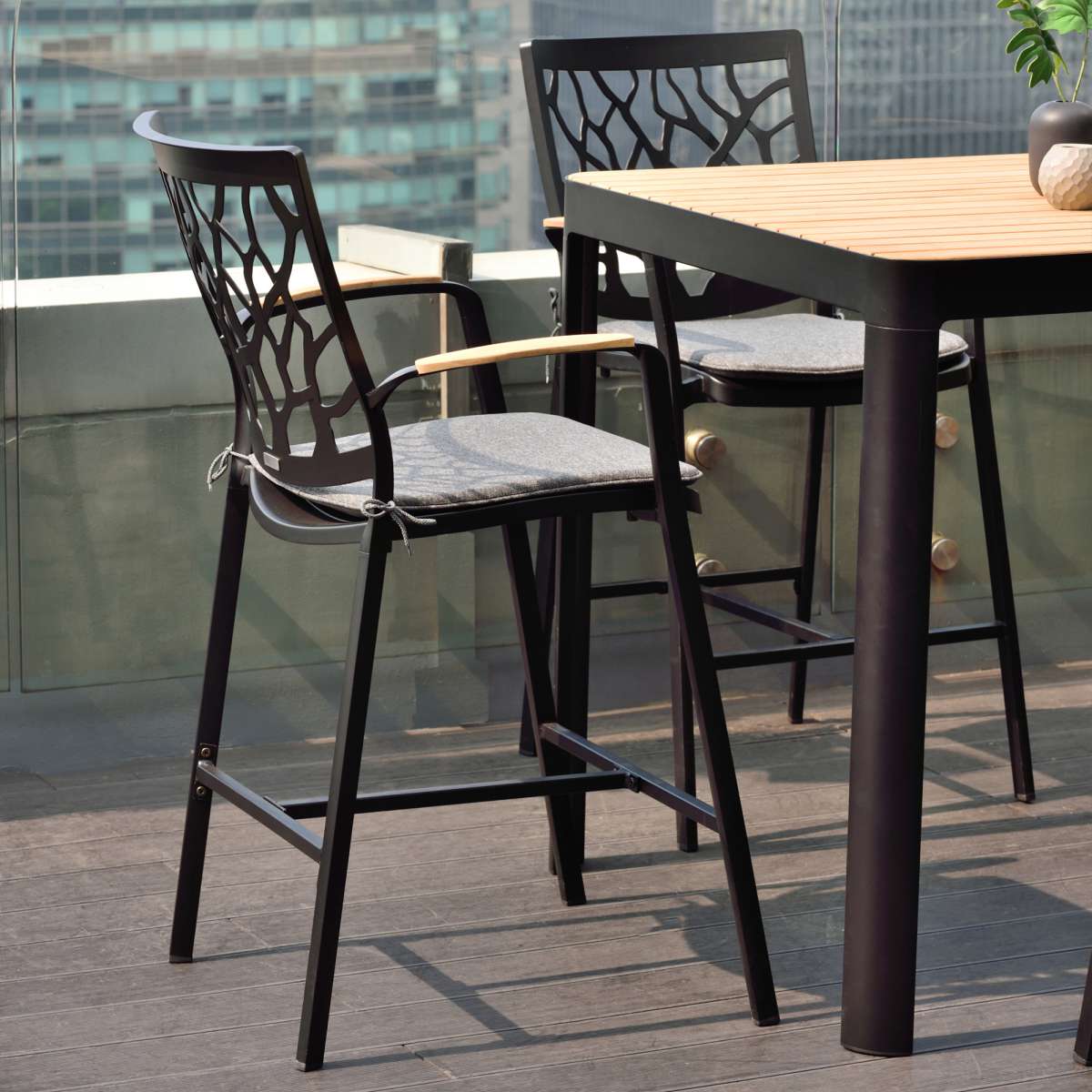 Portals Outdoor Patio Aluminum Barstool By Armen Living - Image 8
